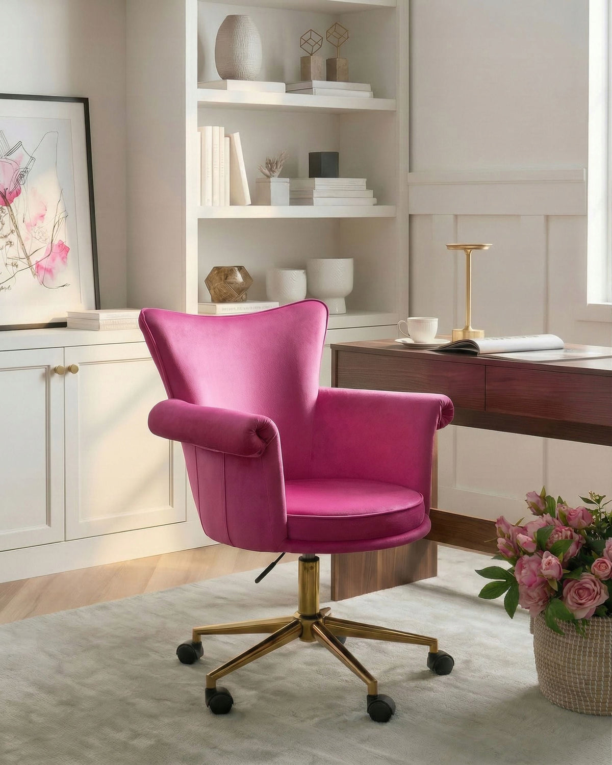 Office chair adjustable armchair rounded fuchsia armrests Packaging status original