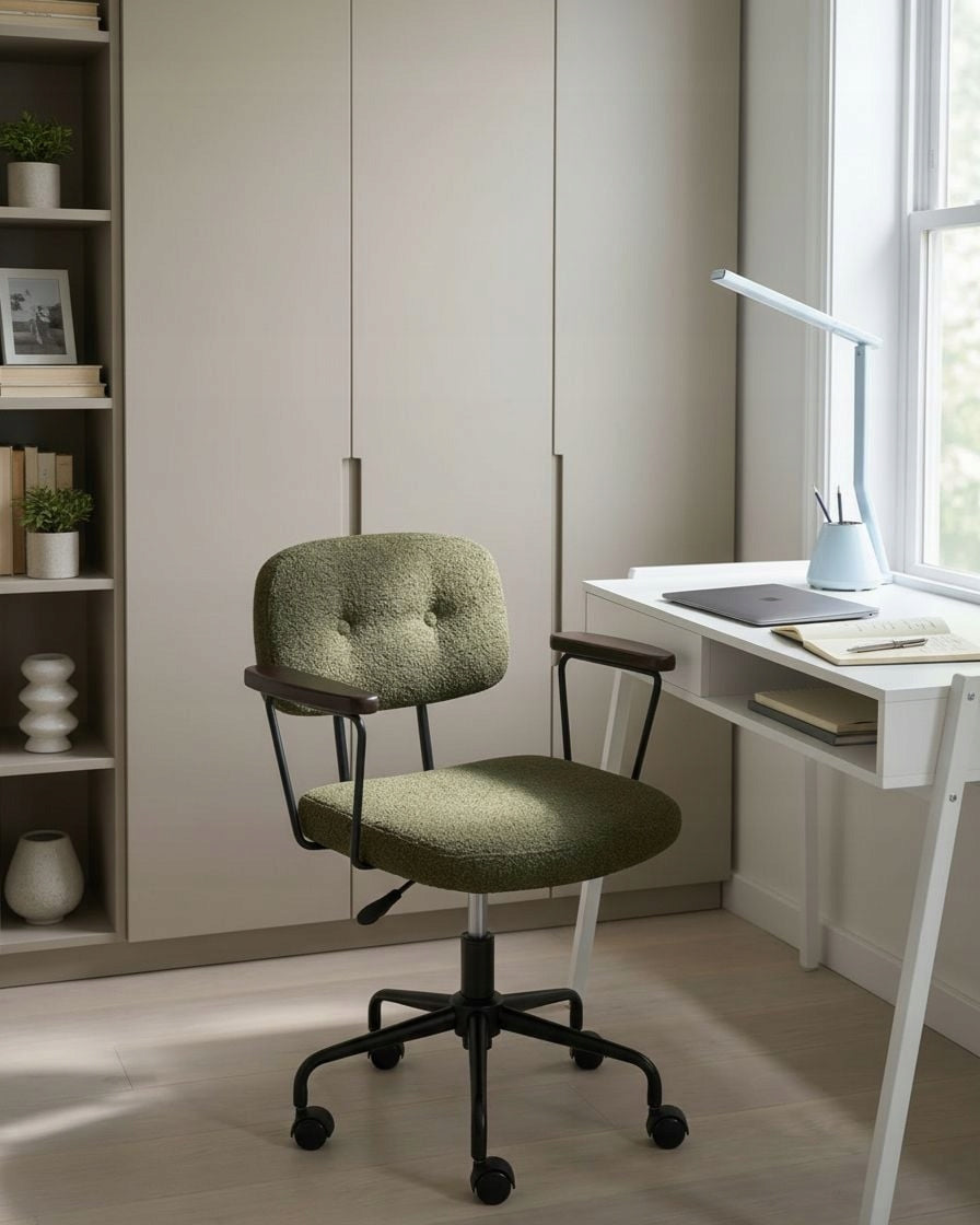Office chair adjustable boucle dark green Packaging status original