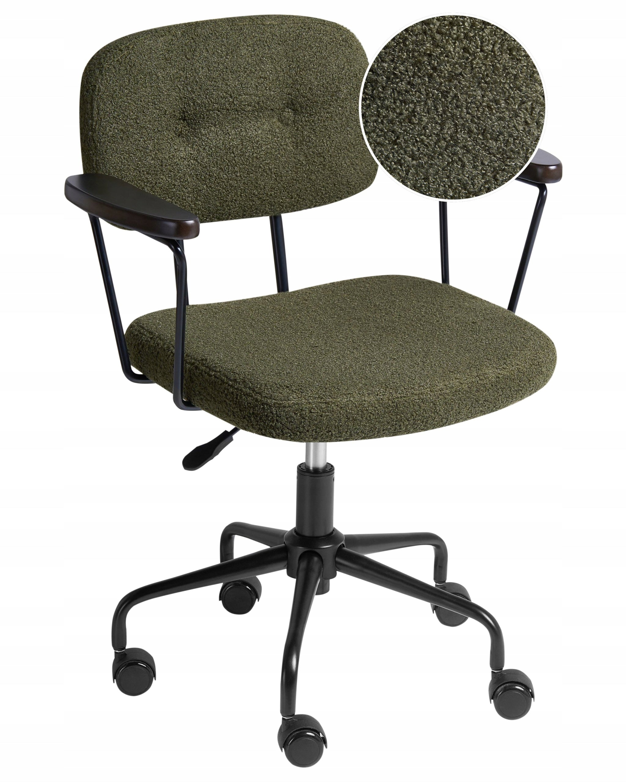 Office chair adjustable boucle dark green