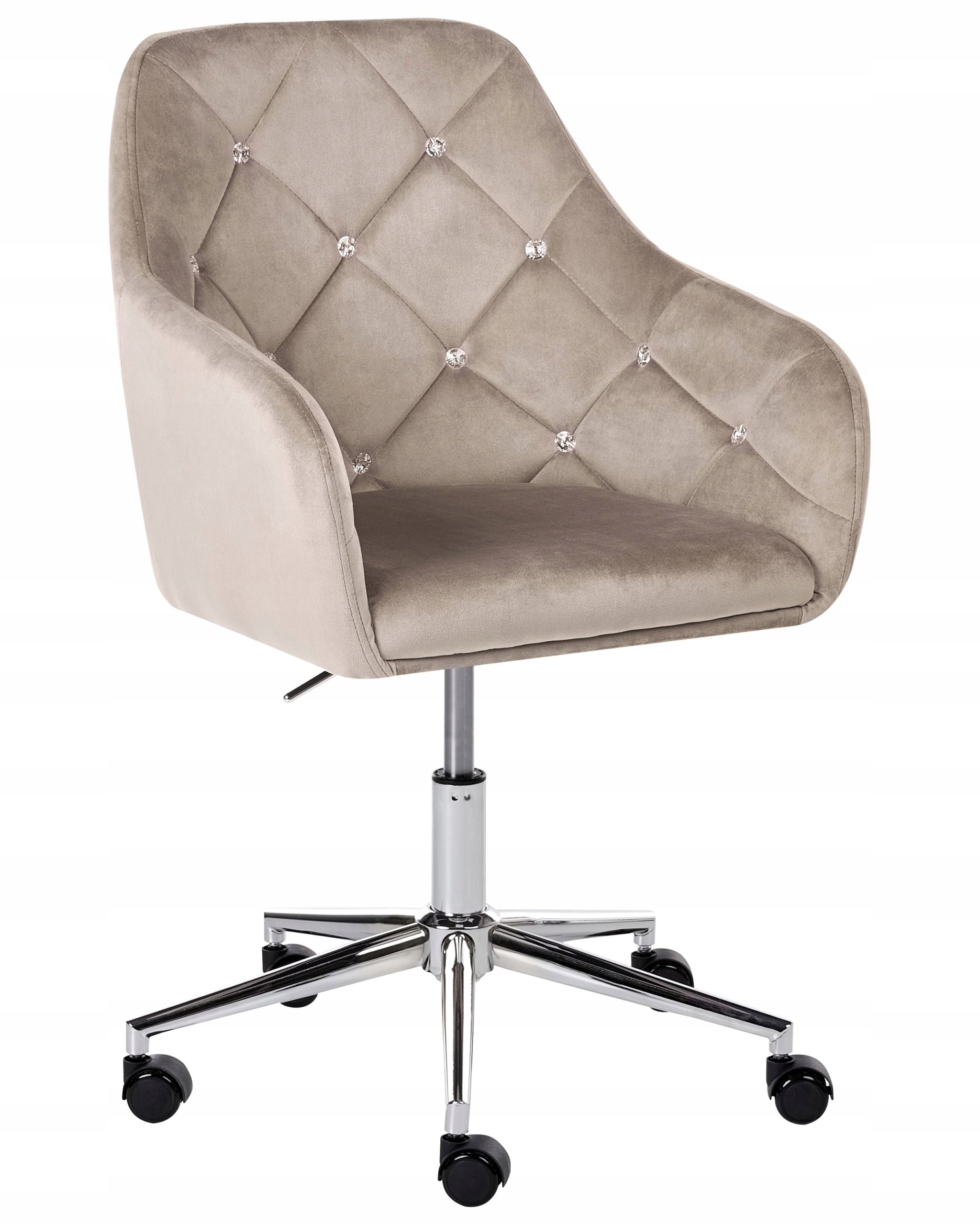 Office chair adjustable chair quilted with beige crystals