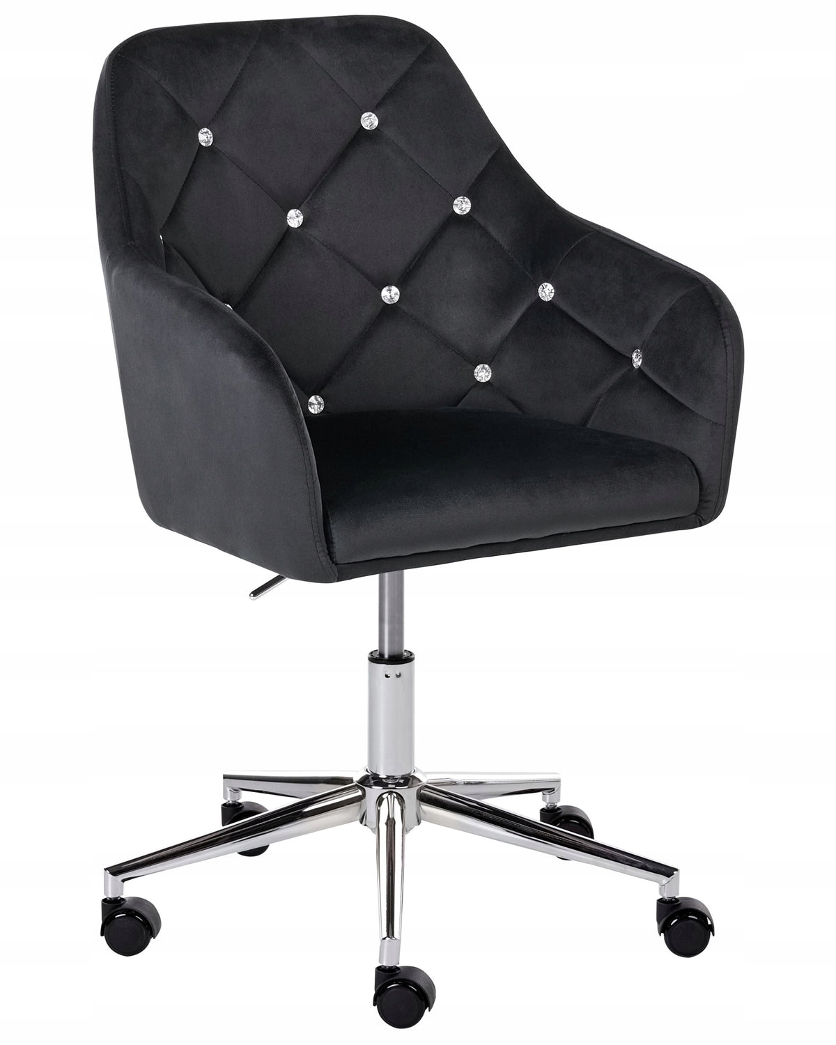 Office chair adjustable chair quilted with crystals black