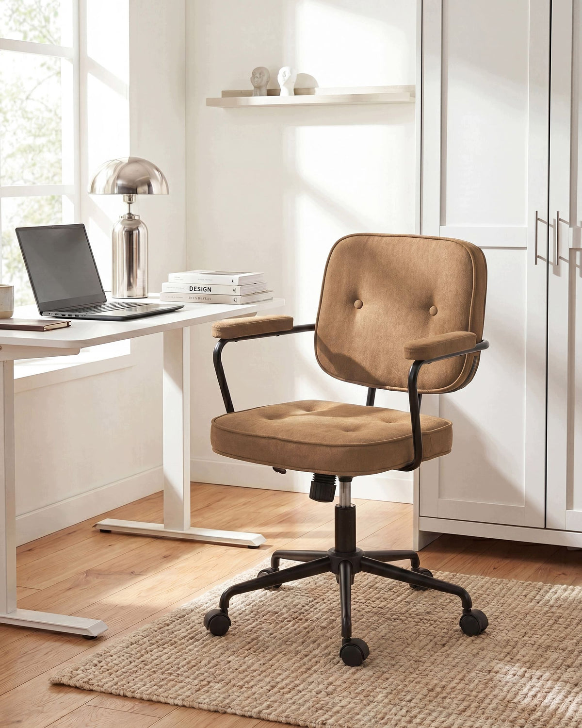 Office chair adjustable fabric light brown Packaging status original