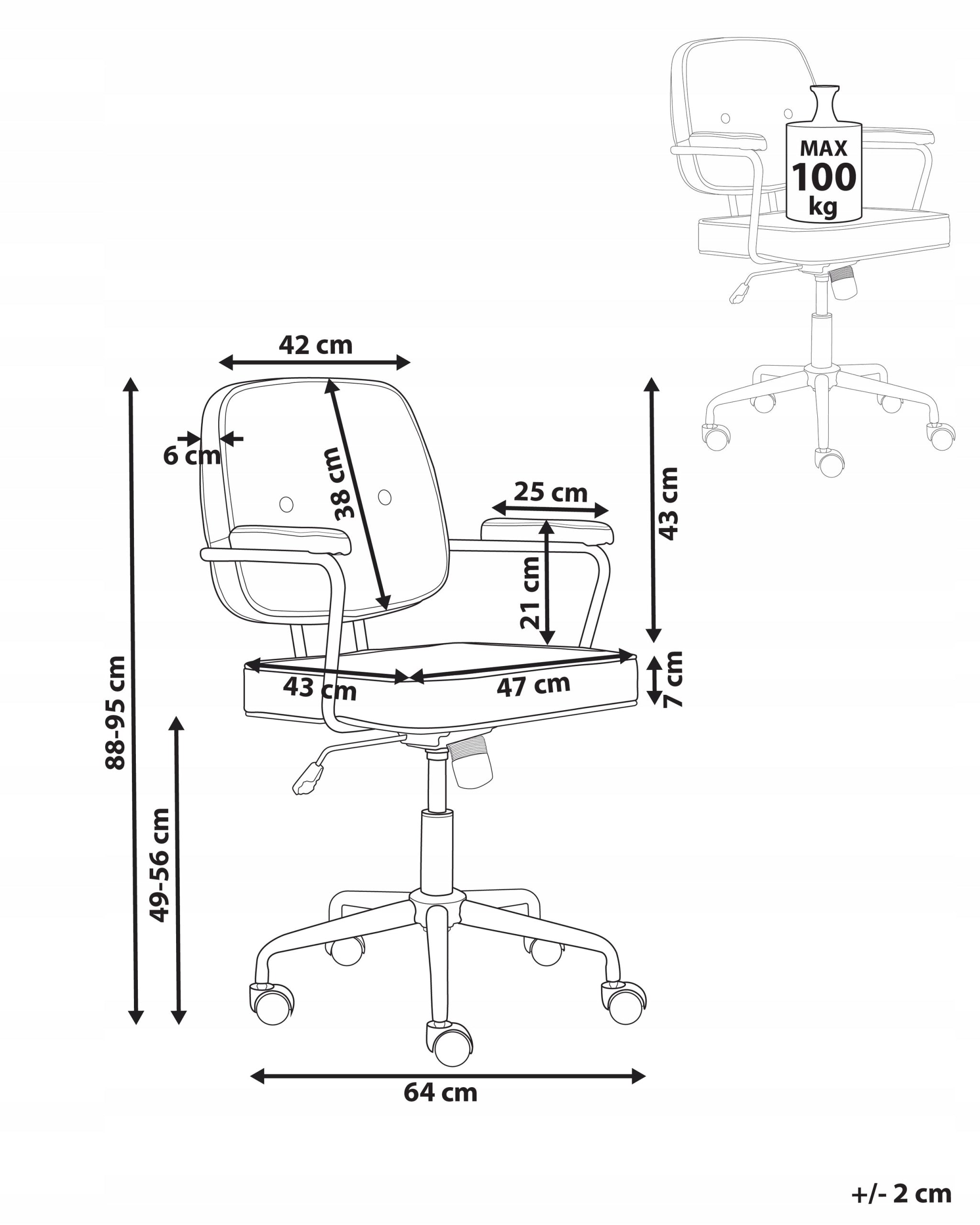 Office chair adjustable velour brown Medical device no