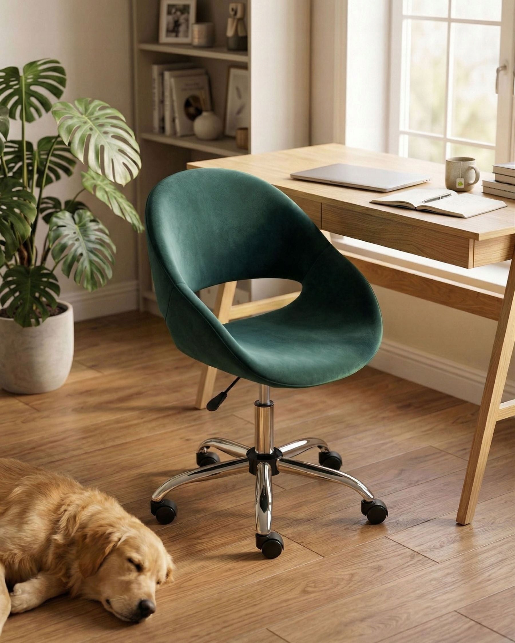 Office chair adjustable velour green Packaging status original