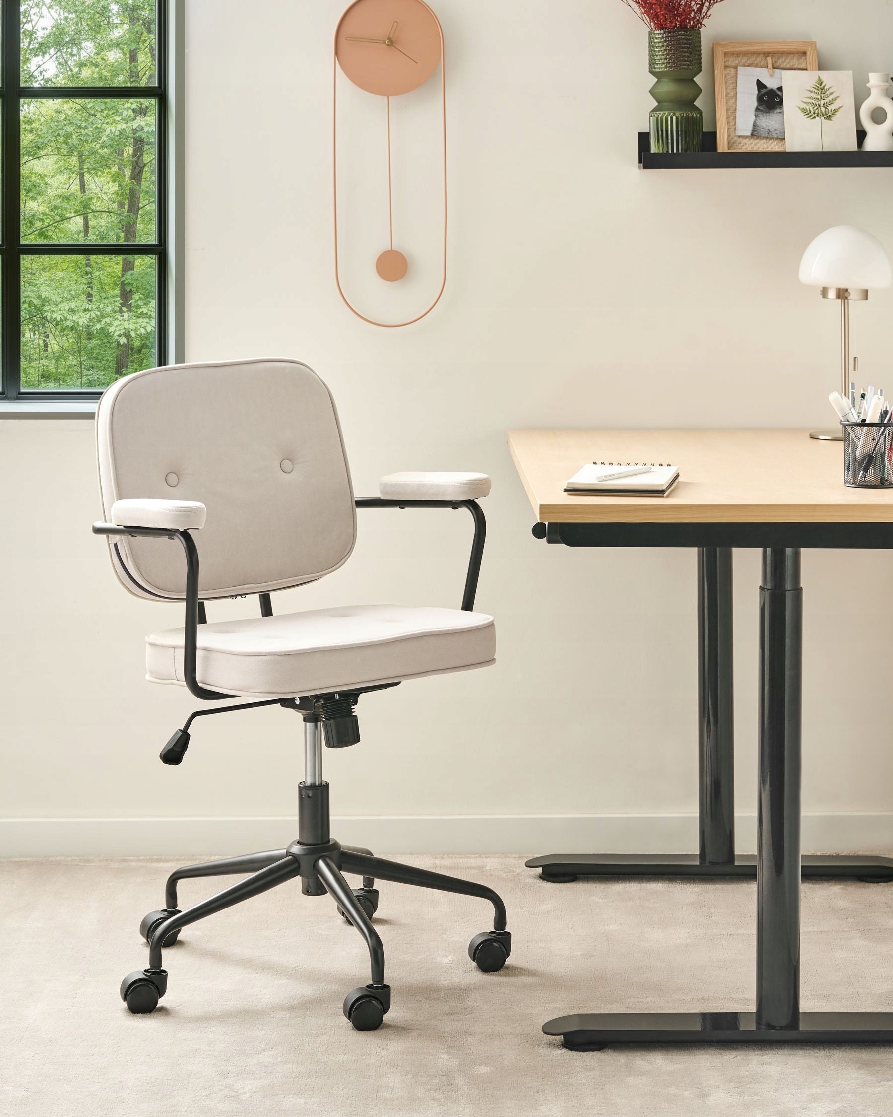 Office chair adjustable velour light beige Packaging status original