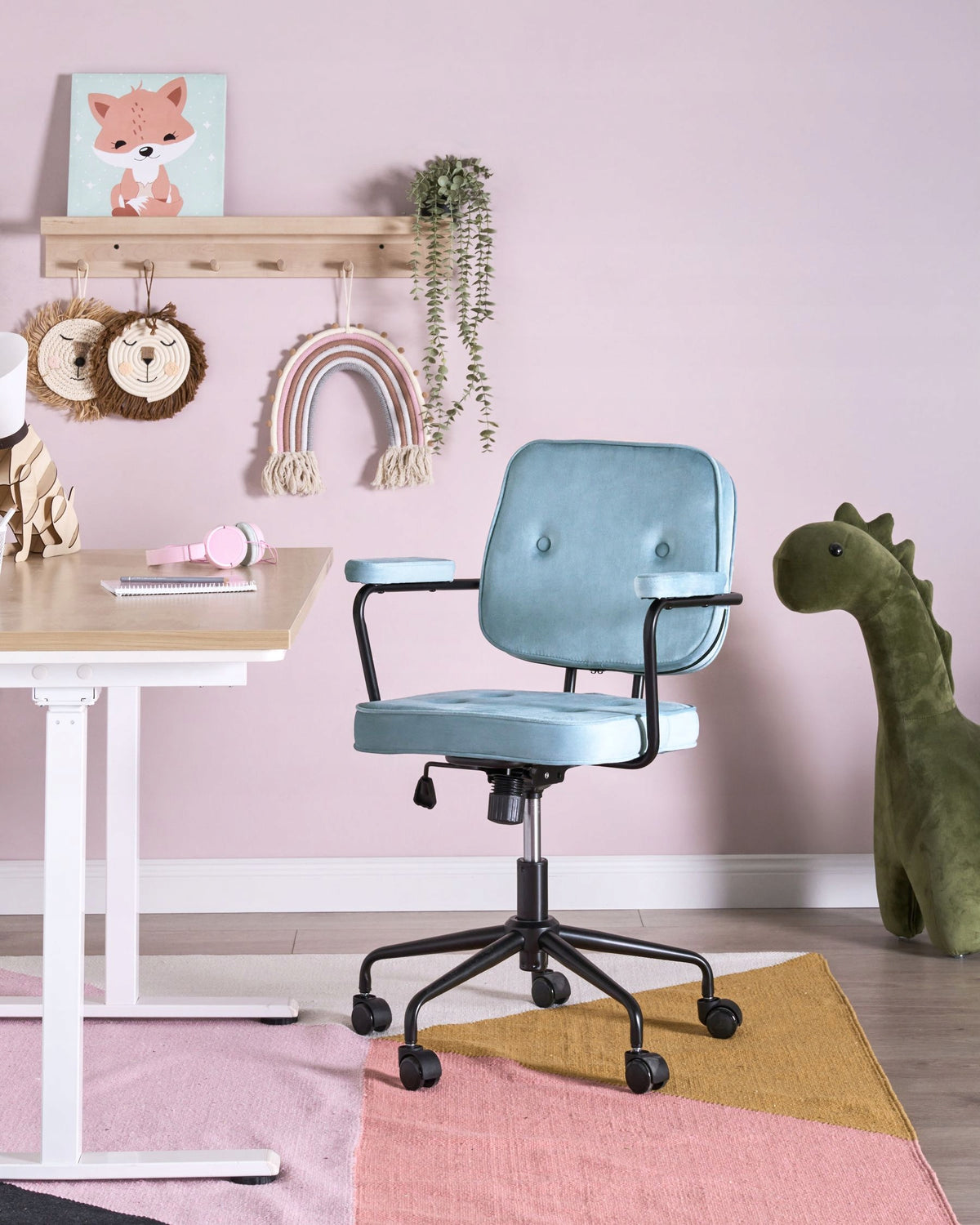 Office chair adjustable velour light blue Packaging status original