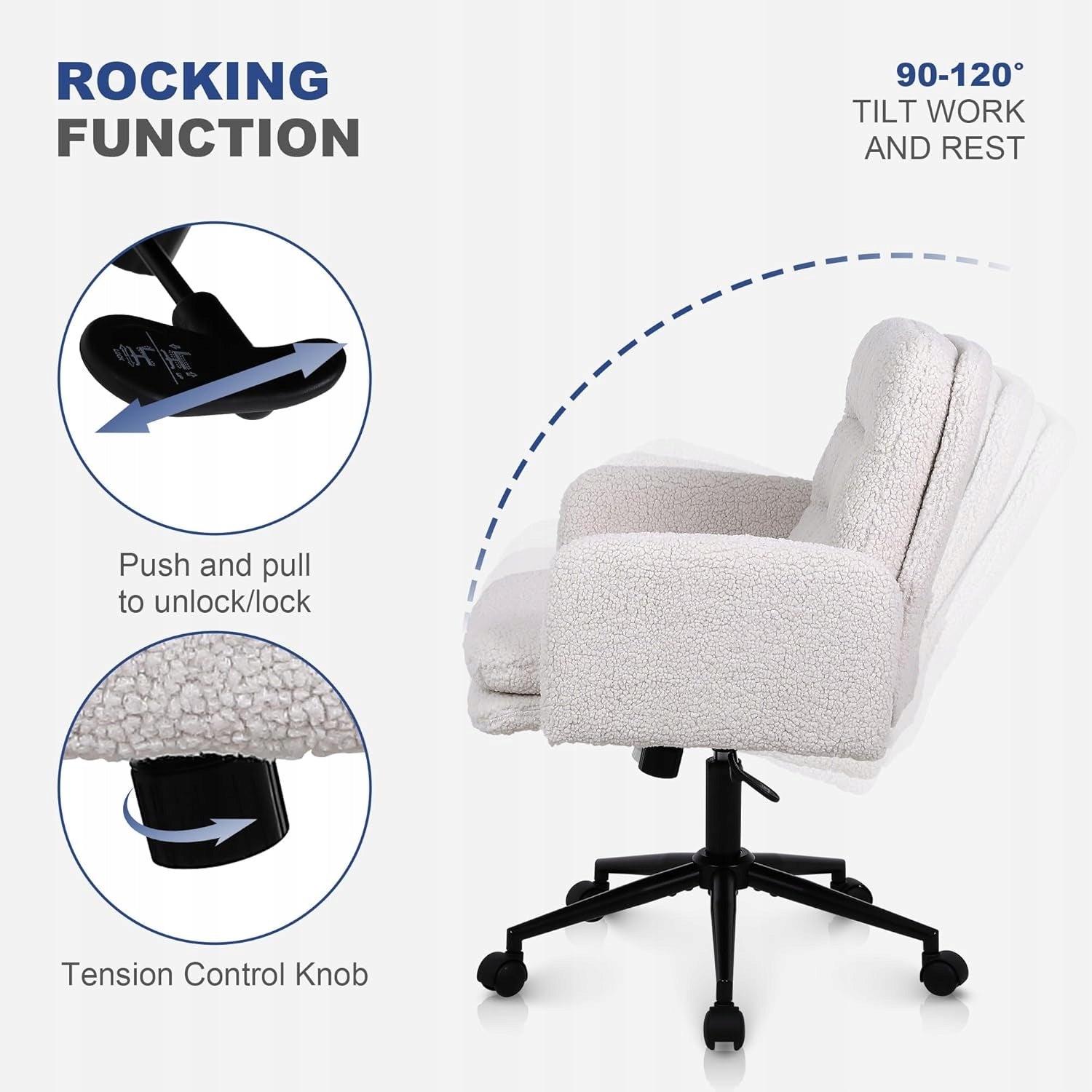Office chair beech swivel cream adjustable for dressing table 360° Brand no brand
