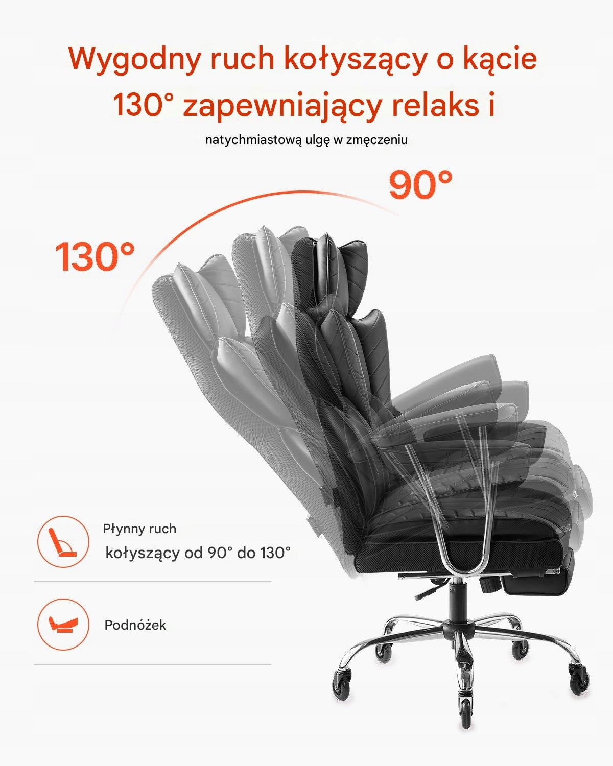 Office chair black with footrest - adjustable armrests Furniture depth 52 cm