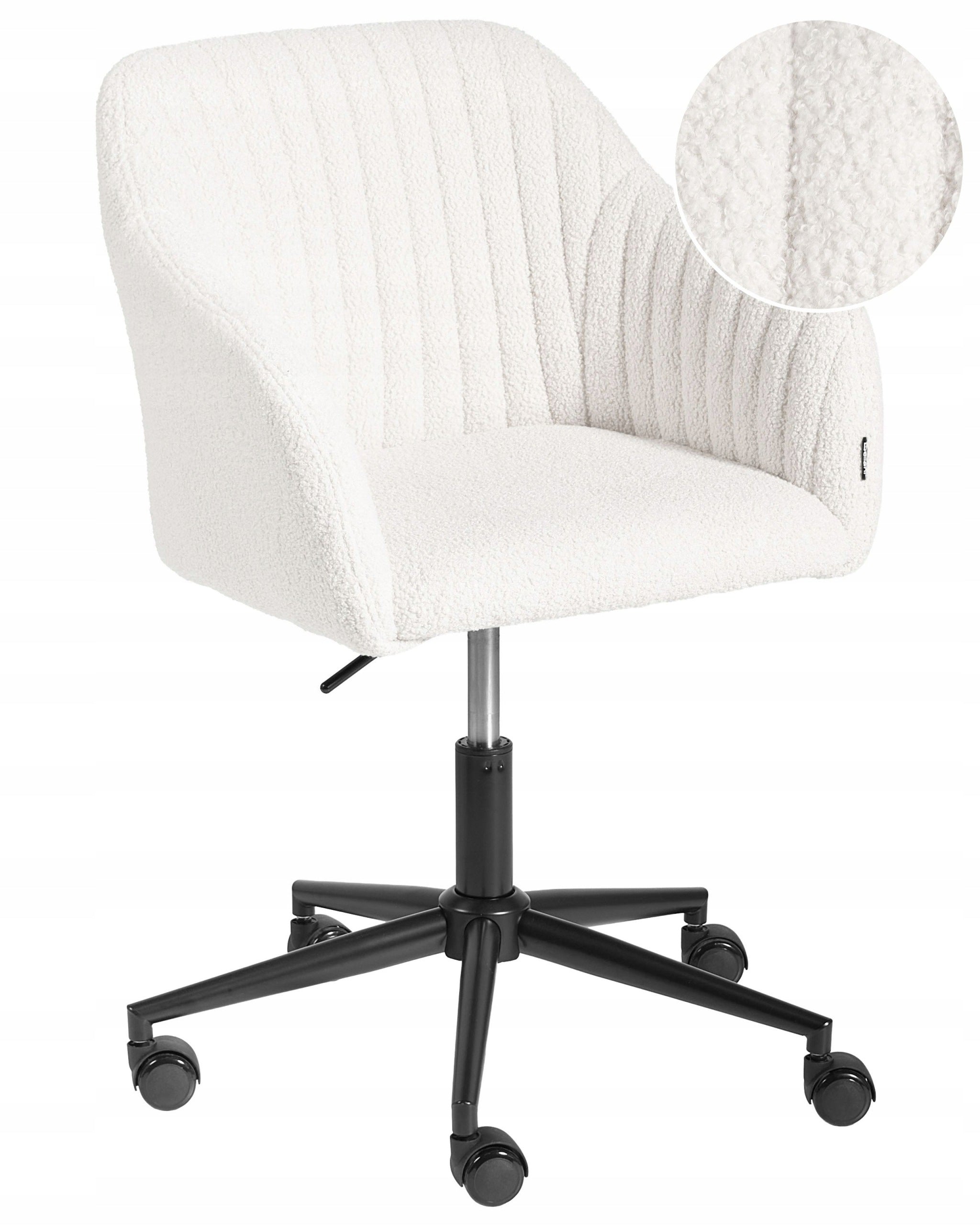 Office chair boucle on wheels adjustable height broken white