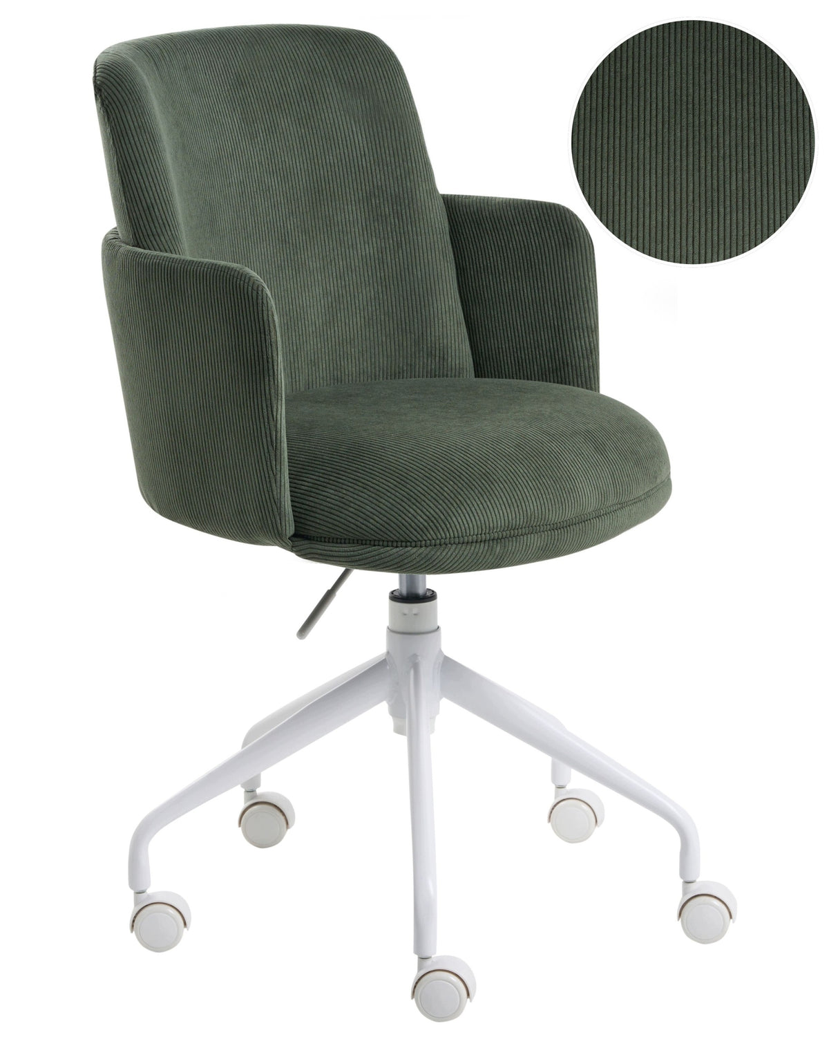 Office chair corduroy height adjustable swivel dark green