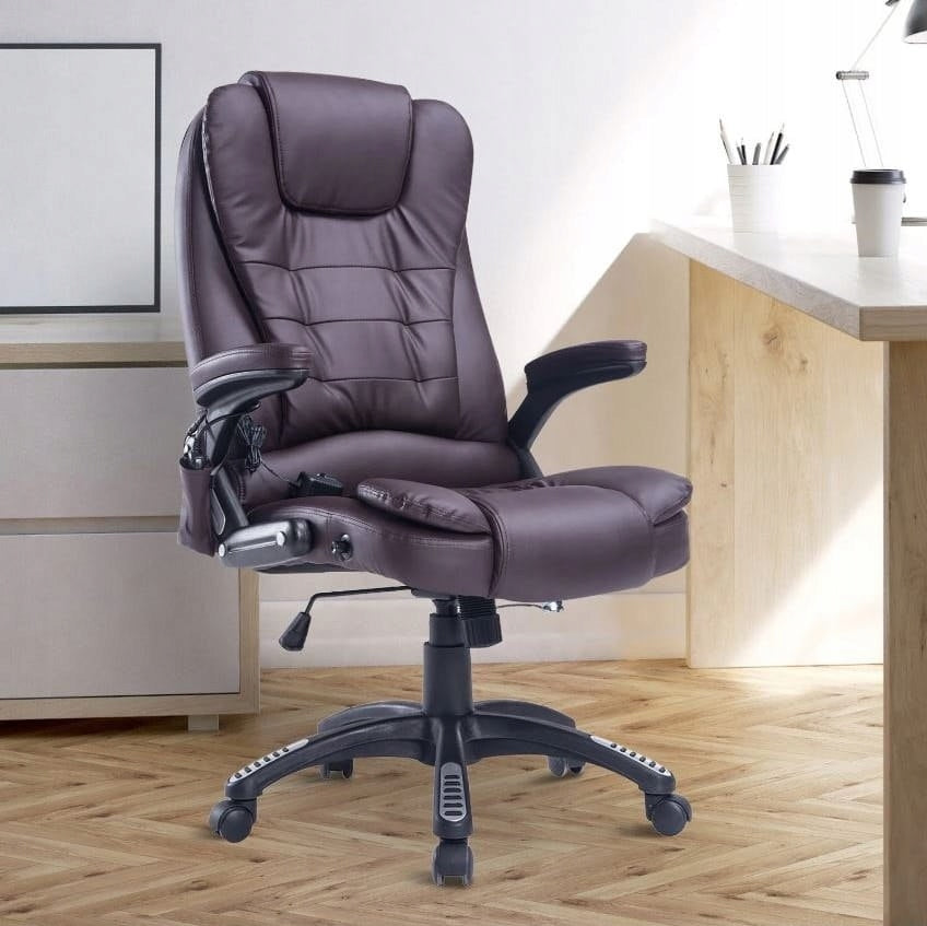 Office chair eco leather with massage brown Packaging status original