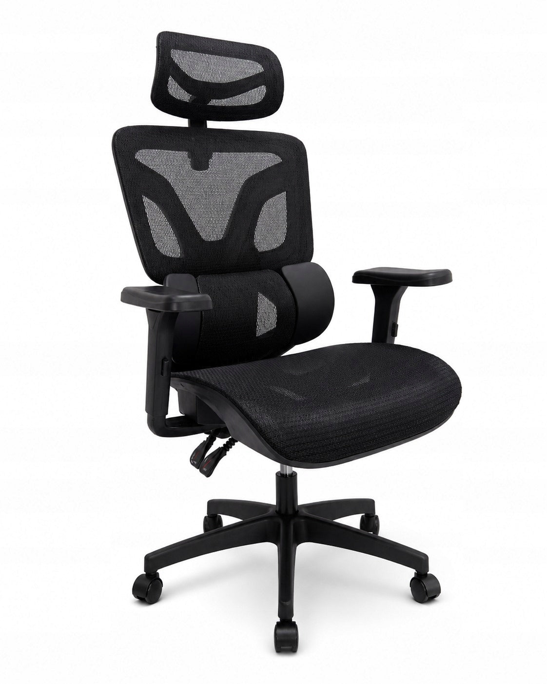 Office chair ergonomic black mesh headrest armrests 3D