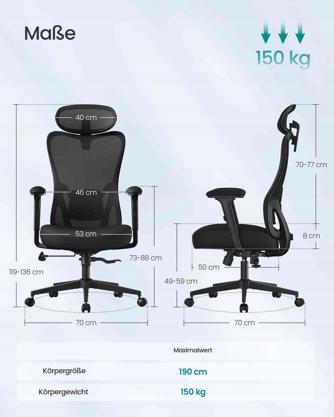 Office chair ergonomic mesh high lumbar adjustment and headrest Kind armchair elements ergonomic rotary