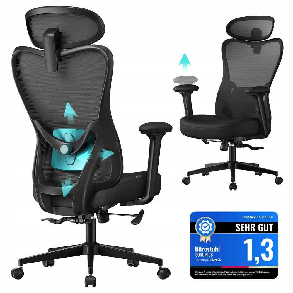 Office chair ergonomic mesh high lumbar adjustment and headrest