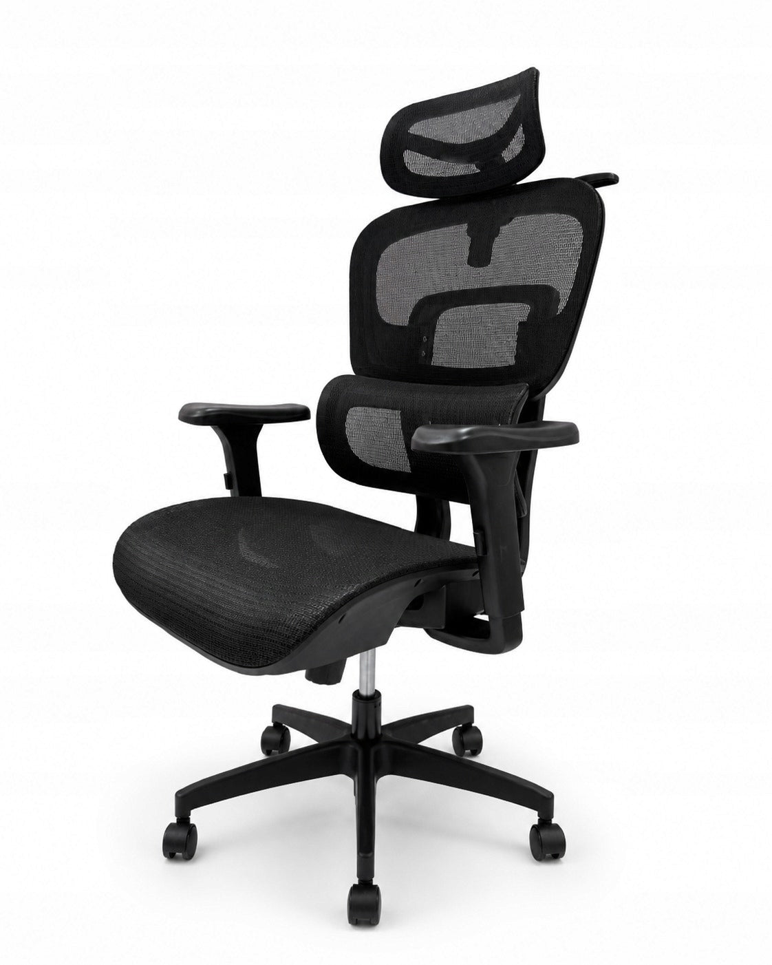 Office chair ergonomic swivel black headrest mesh armrests 3D