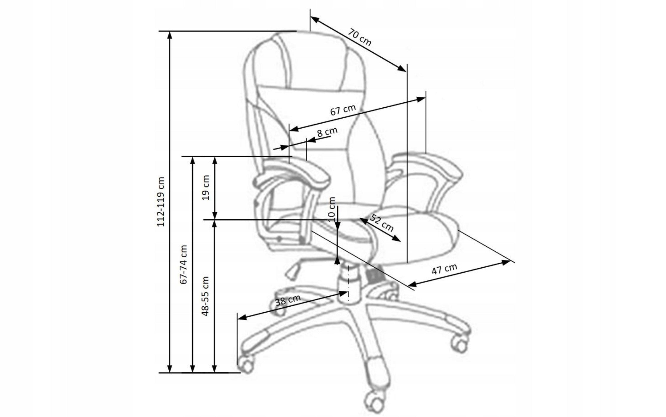 Office chair ergonomic swivel chair for desk ash DESMOND Furniture depth 70 cm