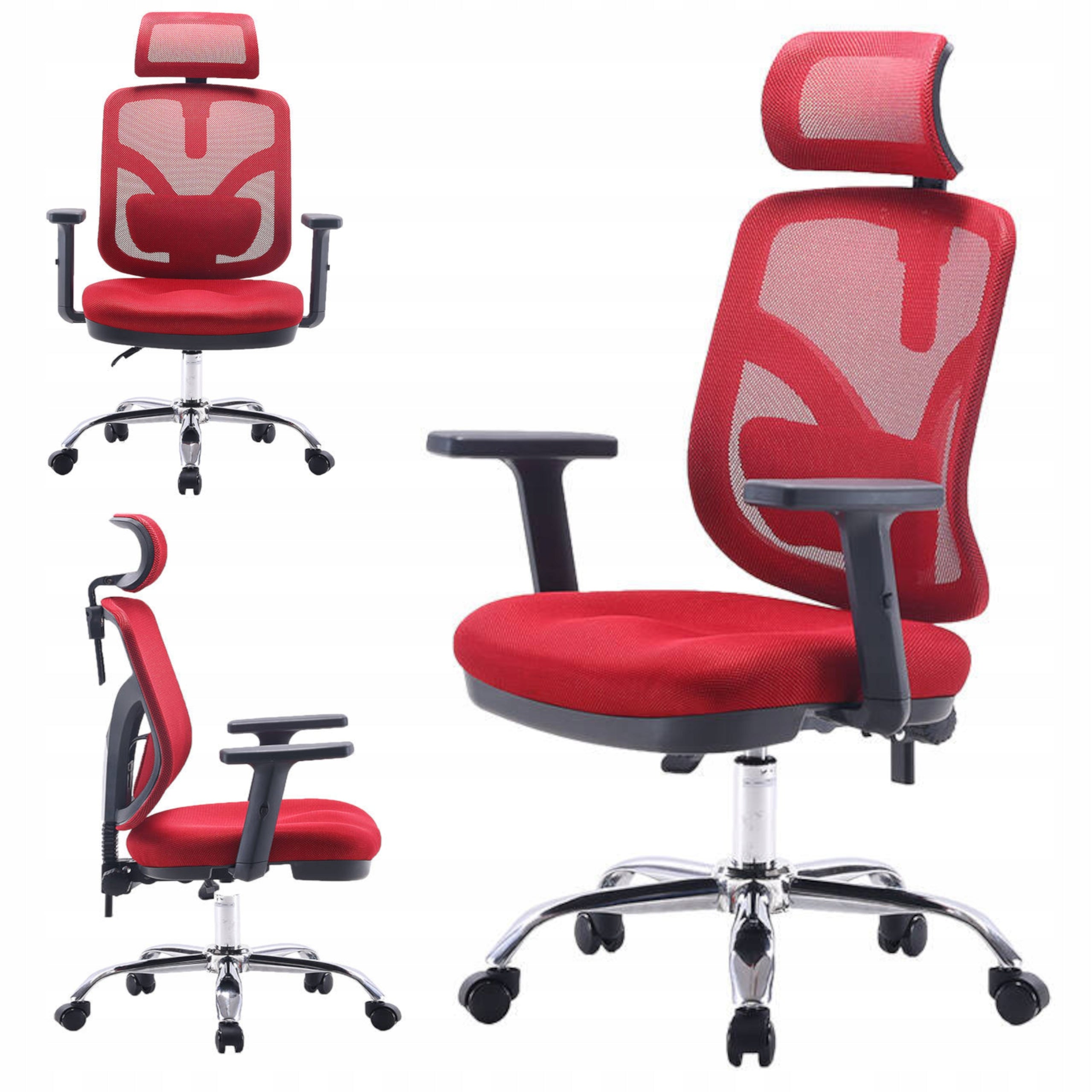 Office chair ergonomic swivel chair red adjustable BHP M56