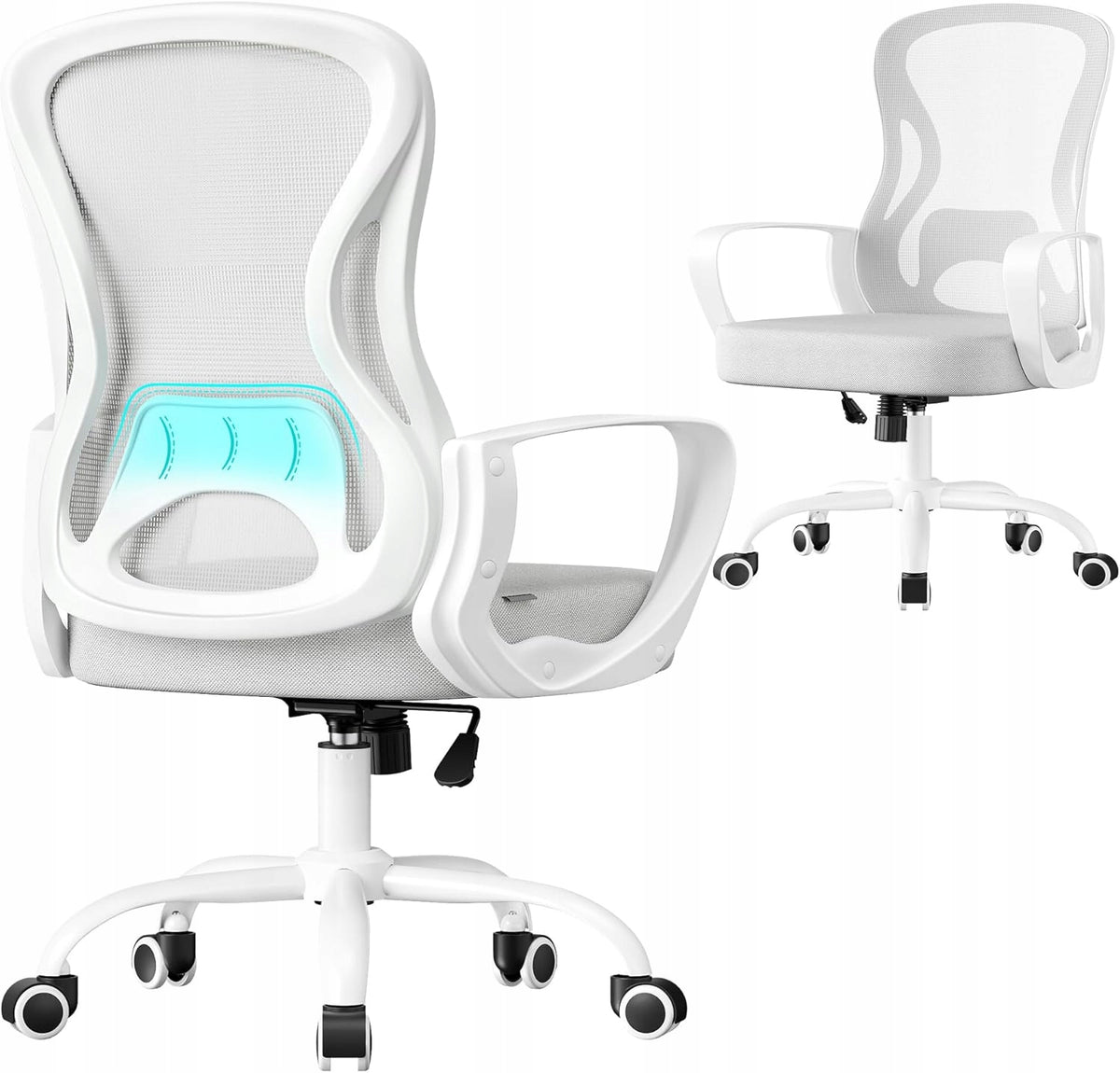 Office chair folding armrests with mesh upholstery ergonomic