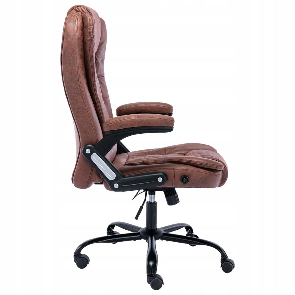 Office chair, light brown, upholstered in faux suede leather Furniture depth 71 cm