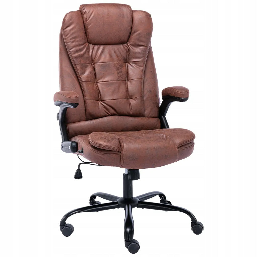 Office chair, light brown, upholstered in faux suede leather