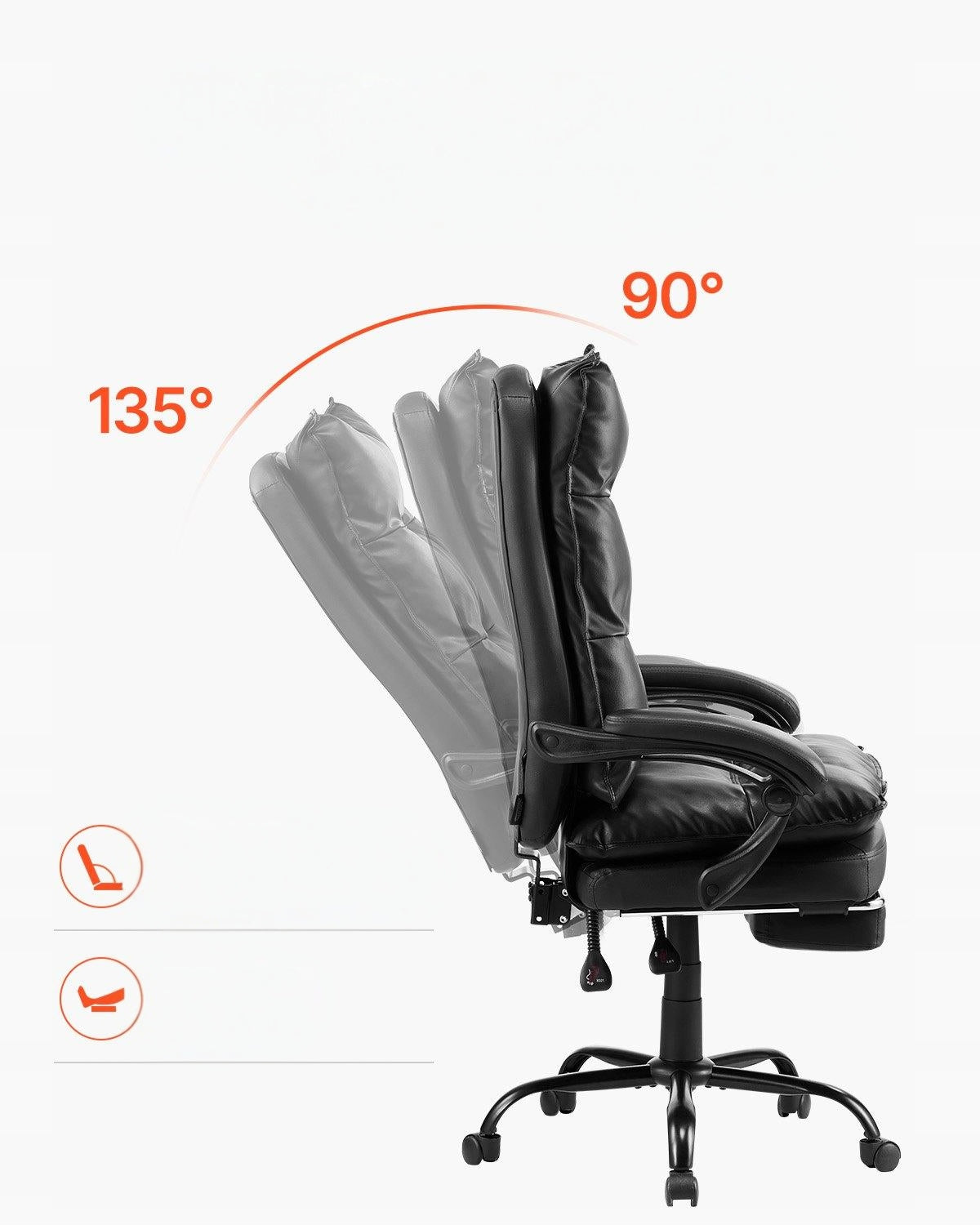 Office chair manager with footrest and lumbar cushion black Furniture depth 71 cm