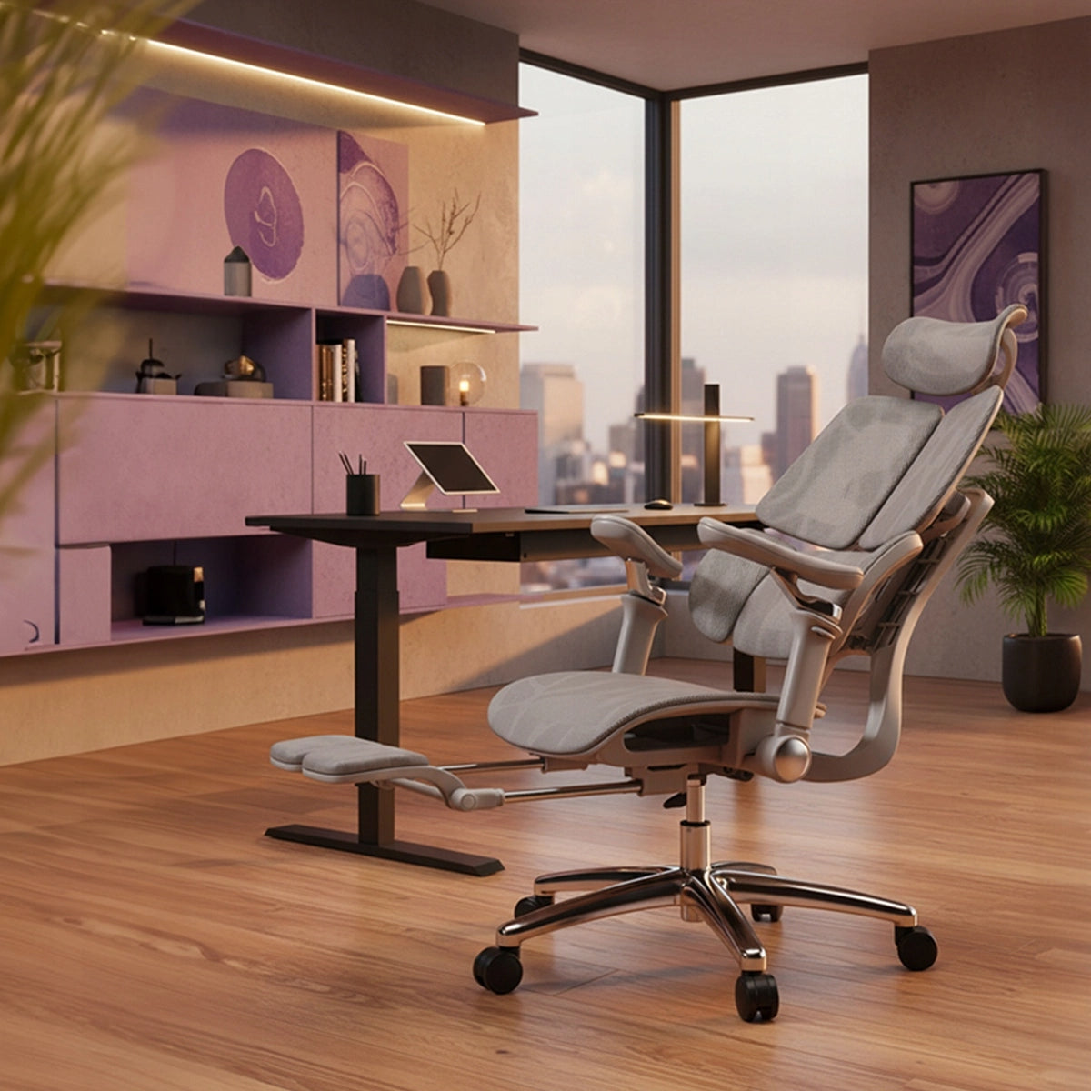 Office chair mesh ERGONOMIC Rotating grey Adjustable Spacetronik Packaging status original