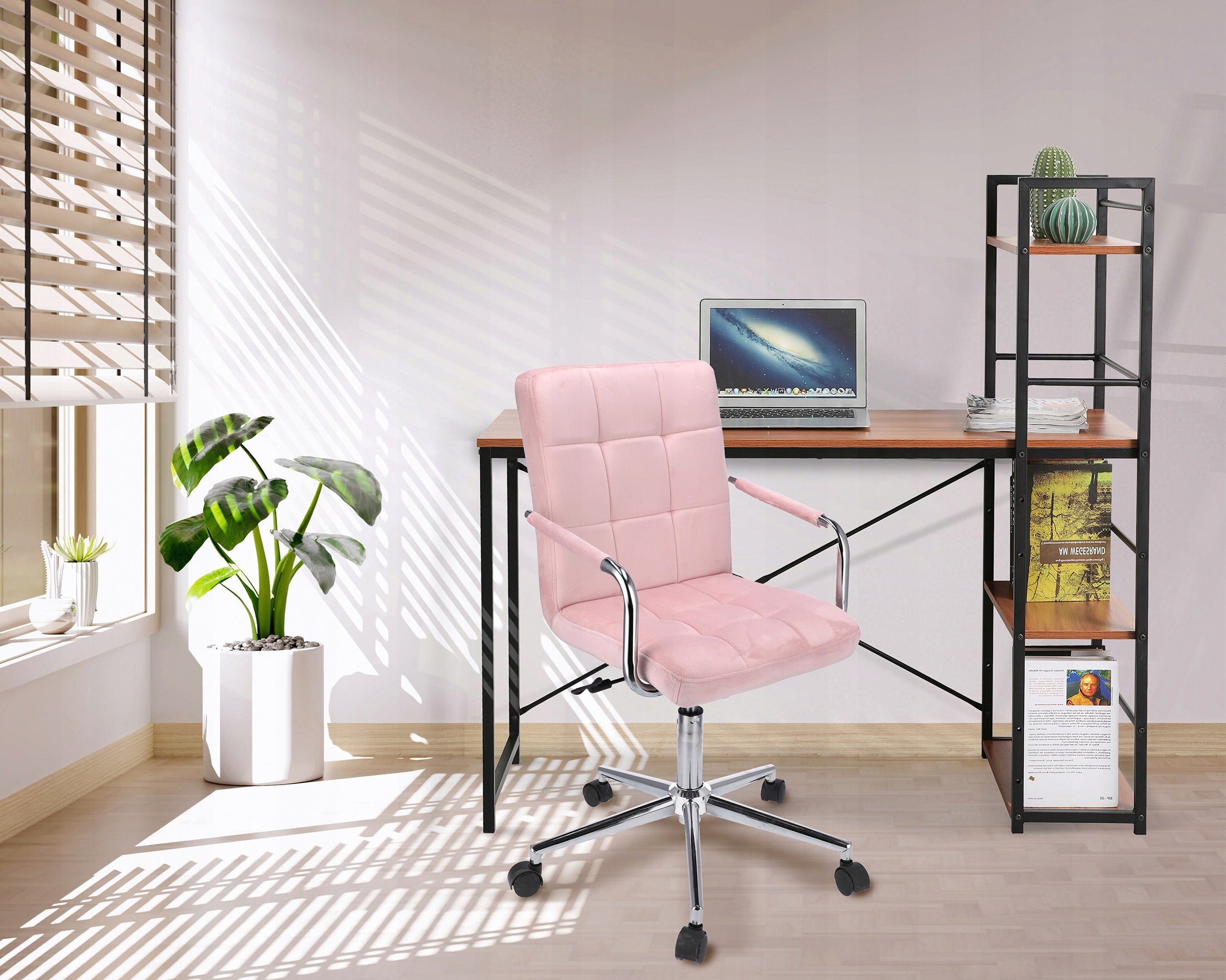 Office chair on wheels SWIVEL for desk quilted QUATRO pink JUMI Manufacturer code CM-307681