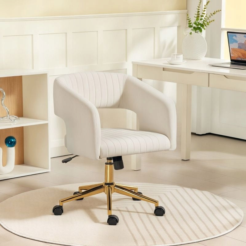 Office chair on wheels, height adjustable, tilt function, white