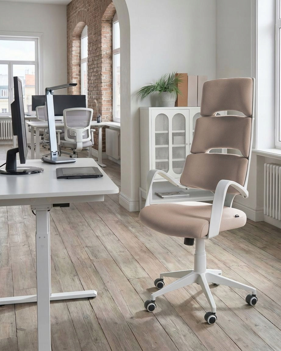 Office chair seat adjustment desk chair beige and gray Packaging status original