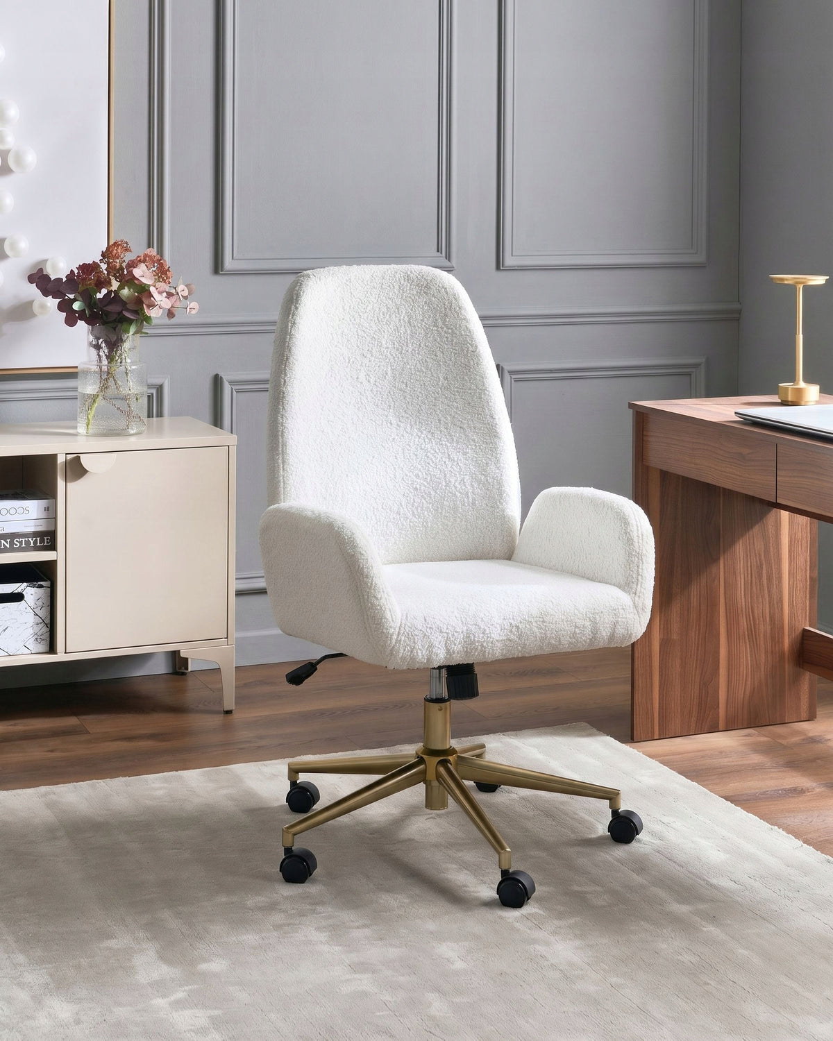 Office chair swivel boucle white Packaging status original