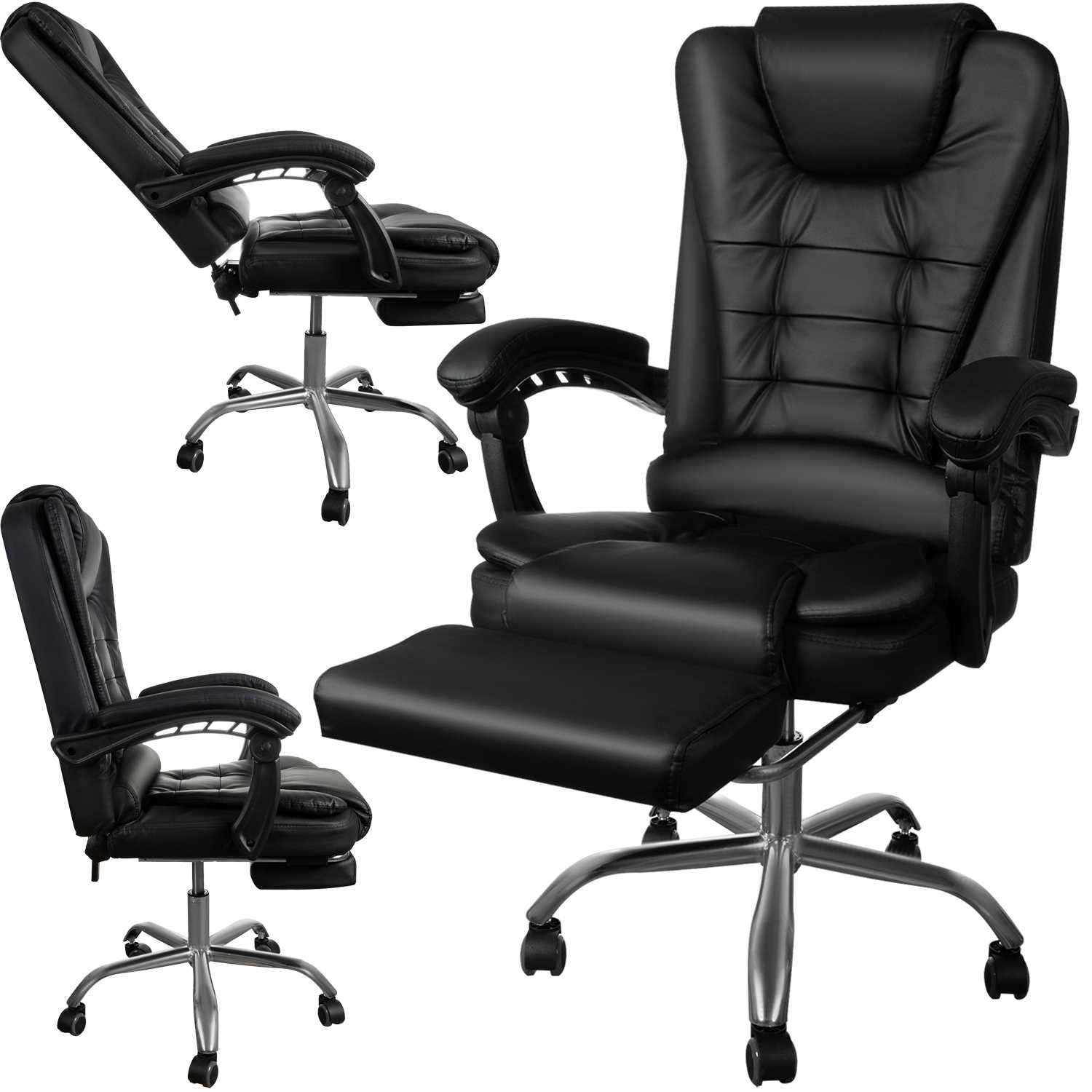 Office chair swivel eco leather with footrest black Brand PAKO