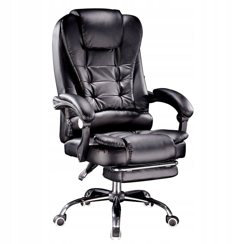 Office chair swivel eco leather with footrest black Manufacturer code OBROTOWY FOTEL BIUROWY