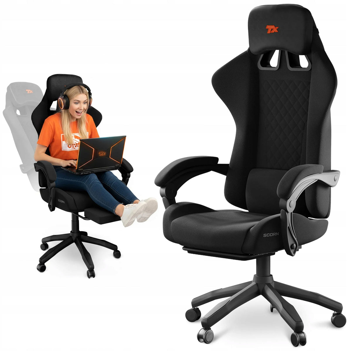Office chair swivel gaming chair with footrest SCORN TREX E-SPORTS