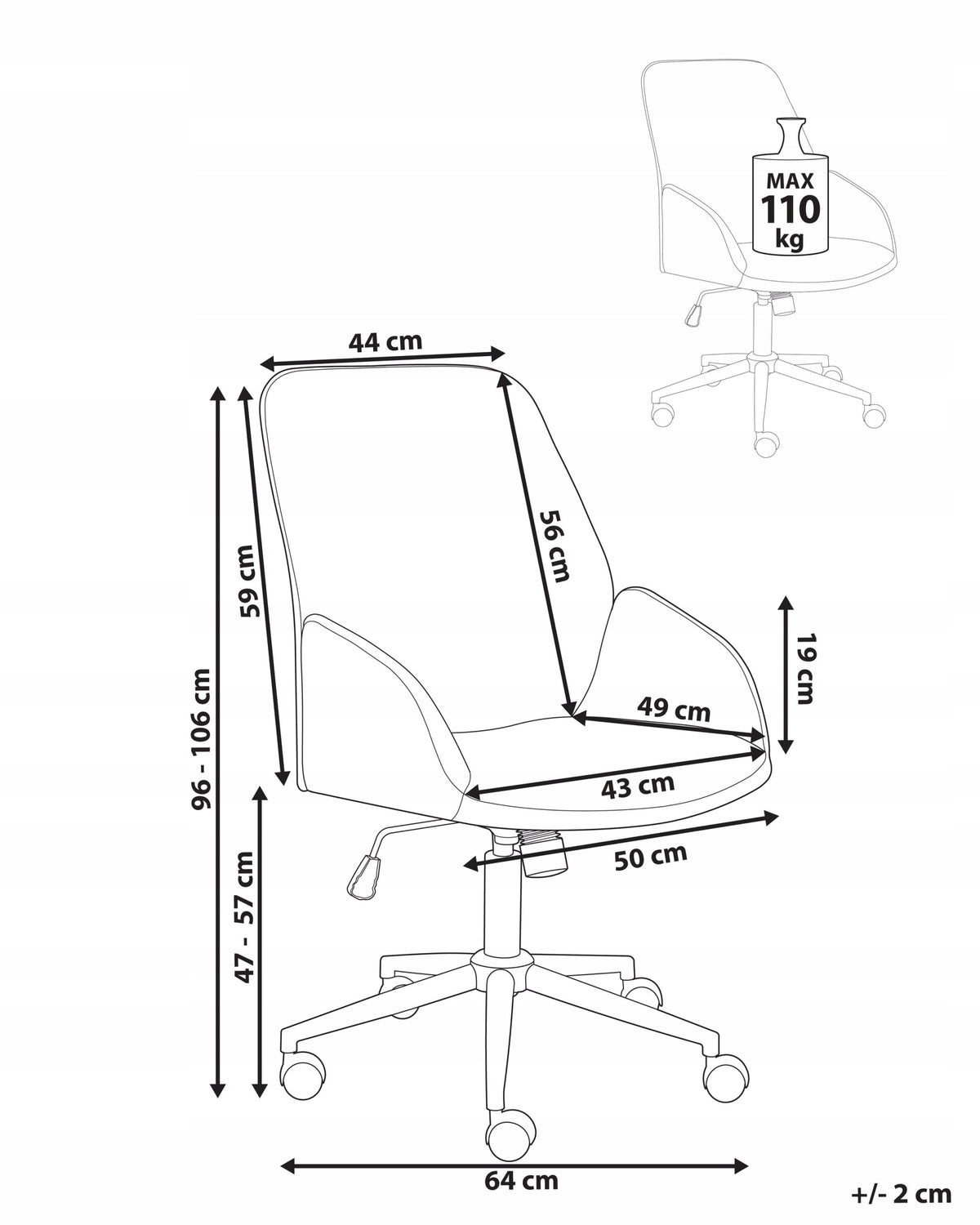 Office chair swivel height adjustment dark gray Medical device no