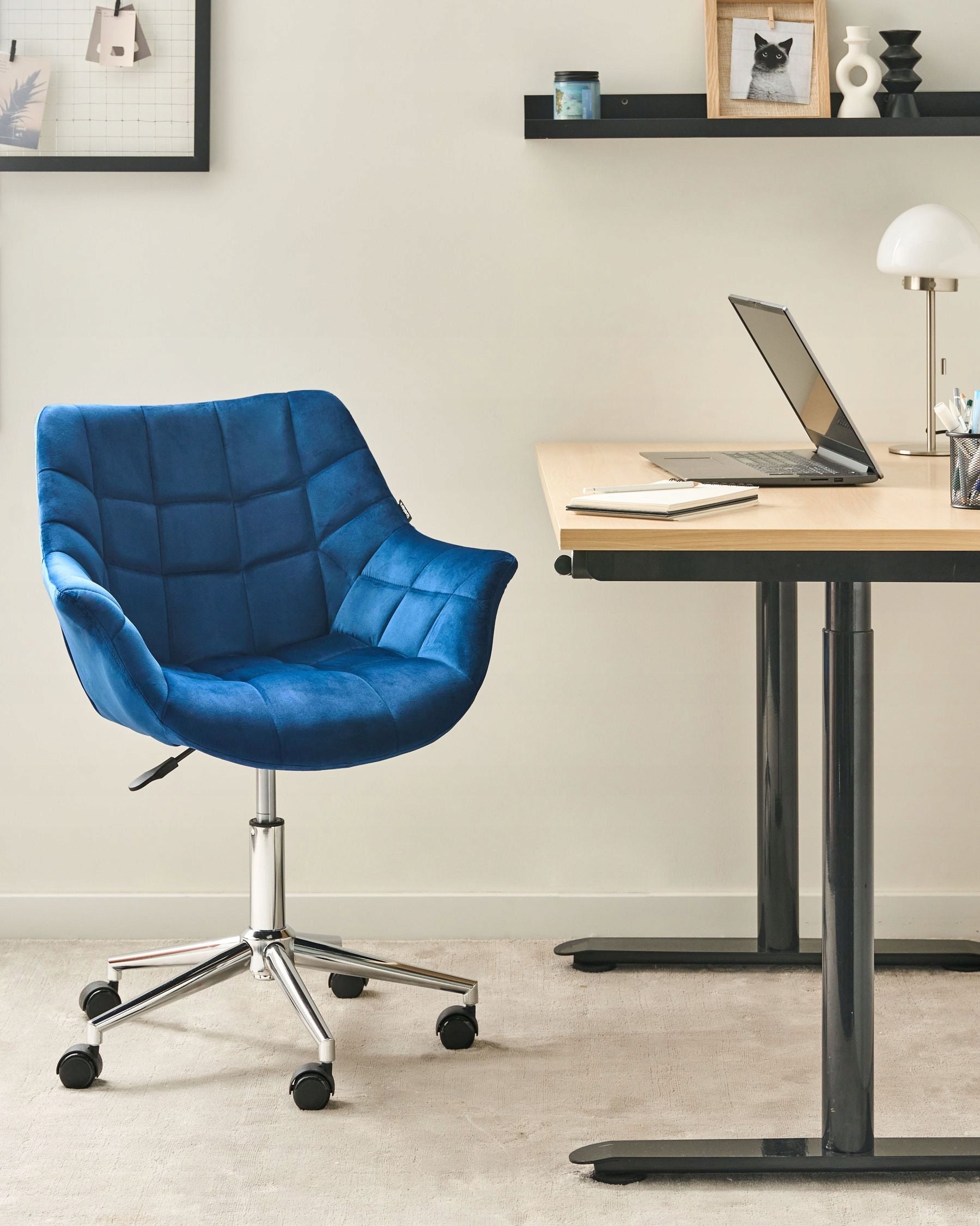 Office chair swivel velour navy blue Packaging status original