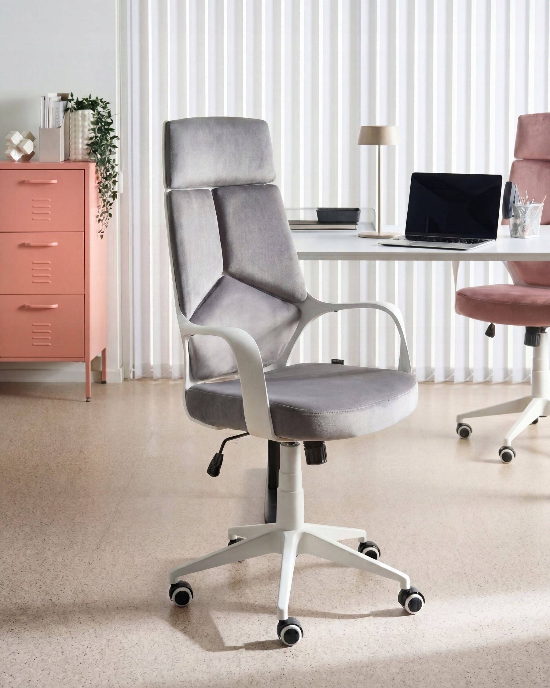 Office chair velour adjustable wheels grey Packaging status original