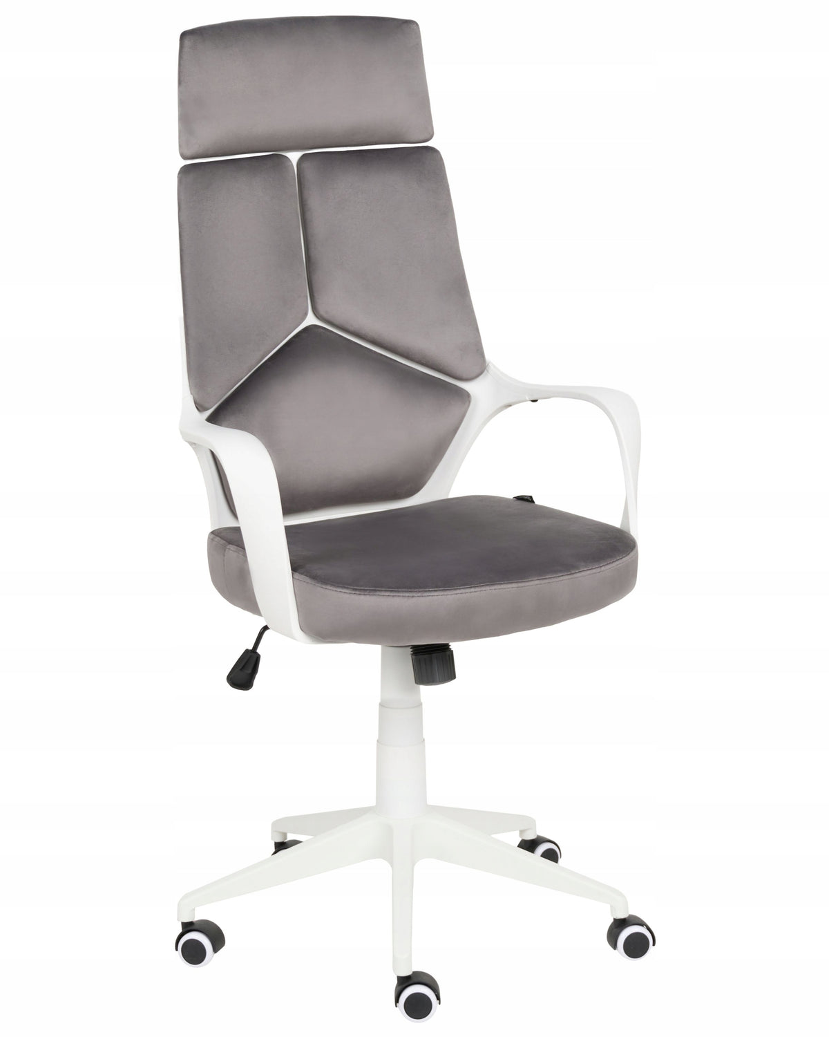 Office chair velour adjustable wheels grey