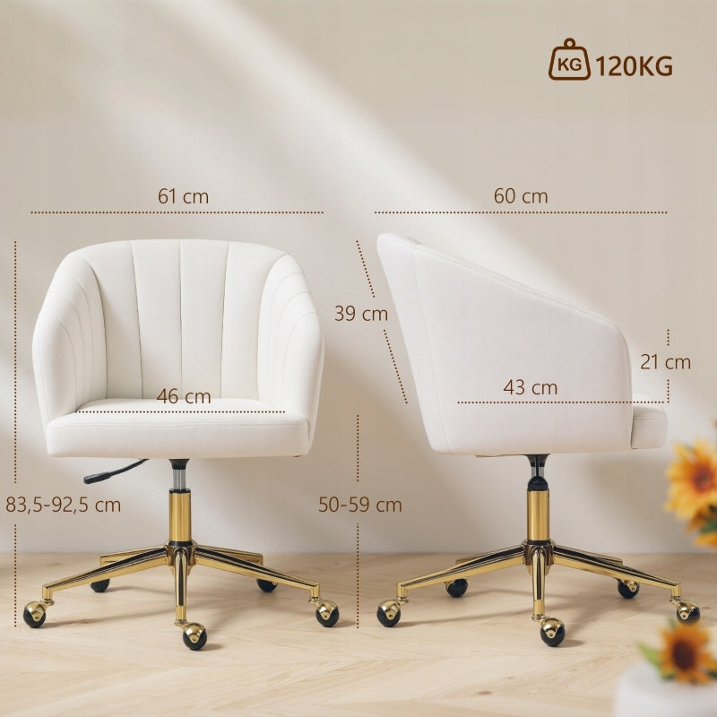 Office chair velour cream-white adjustable swivel Brand no brand