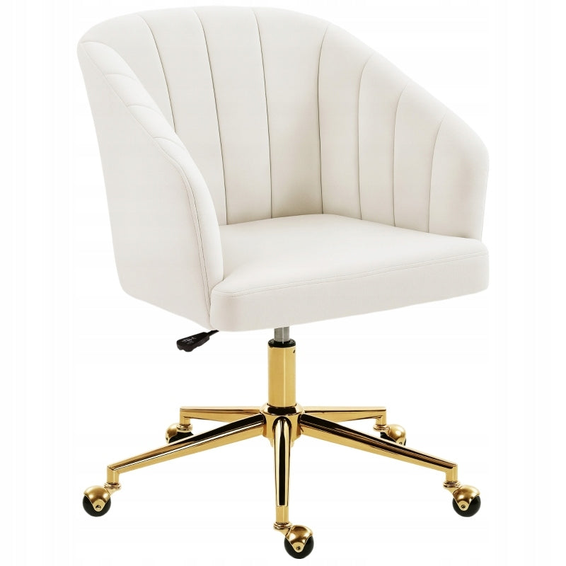 Office chair velour cream-white adjustable swivel
