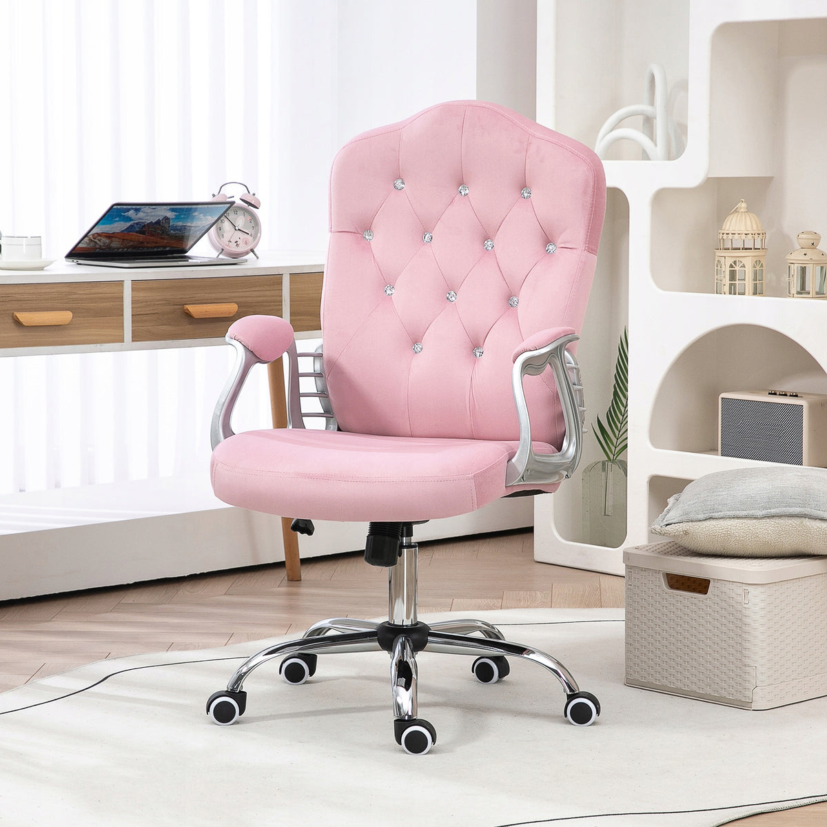 Office chair, velvet, adjustable, up to 120 kg, pink Packaging status original