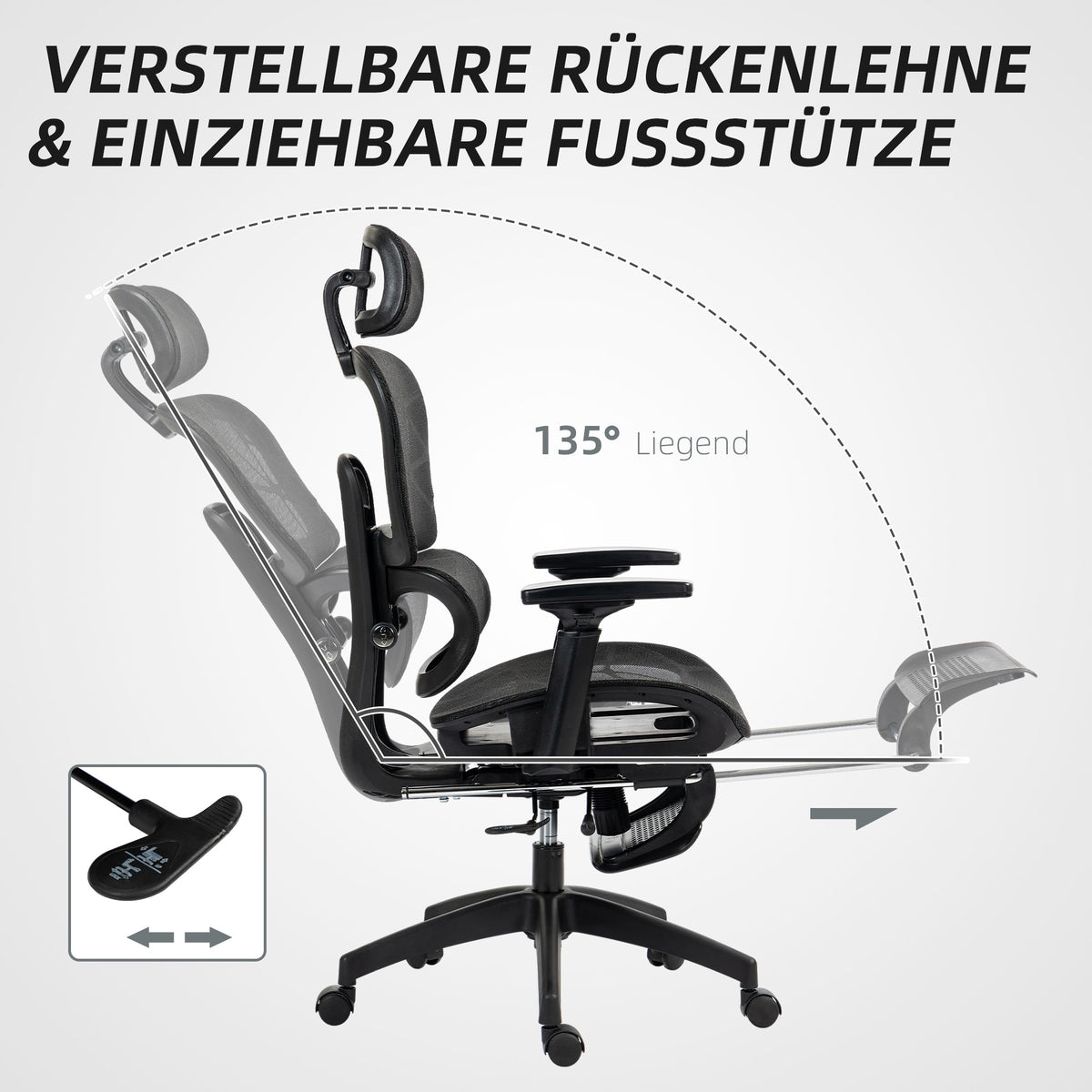 Office chair with armrests, headrest, lumbar support Brand Homcom