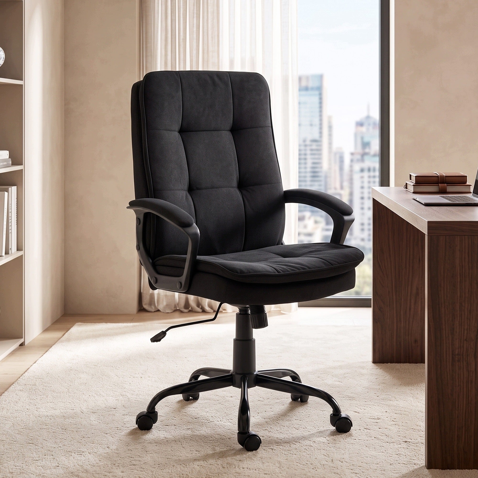 Office chair with armrests, height adjustable, standard, black Medical device no