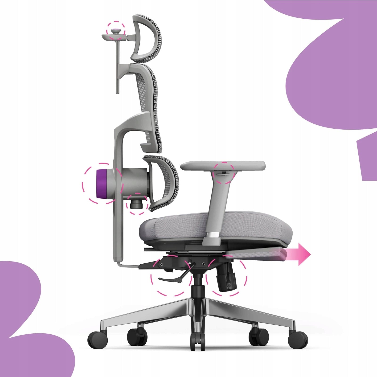 Office chair with ergonomic footrest 136 kg Spacetronik swivel grey Manufacturer code SPC-LUMBO-44G