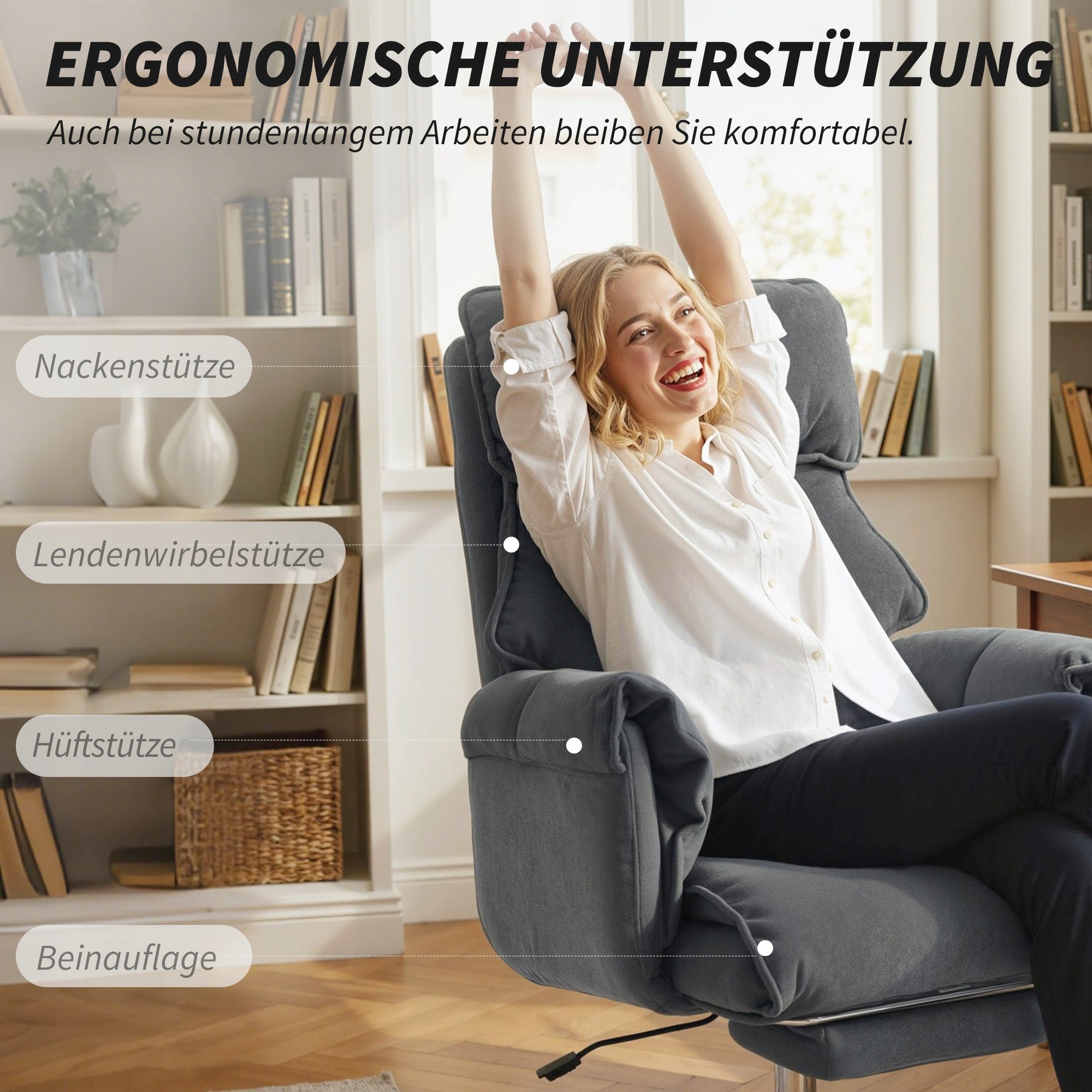 Office chair with footrest Homcom 921-876V00CG 80x80x114 cm grey Brand Homcom