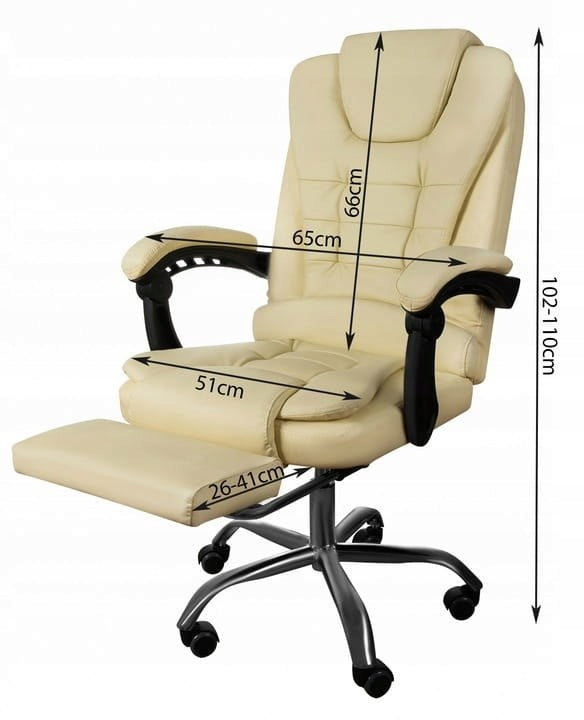 Office chair with footrest eco leather - white Packaging status original