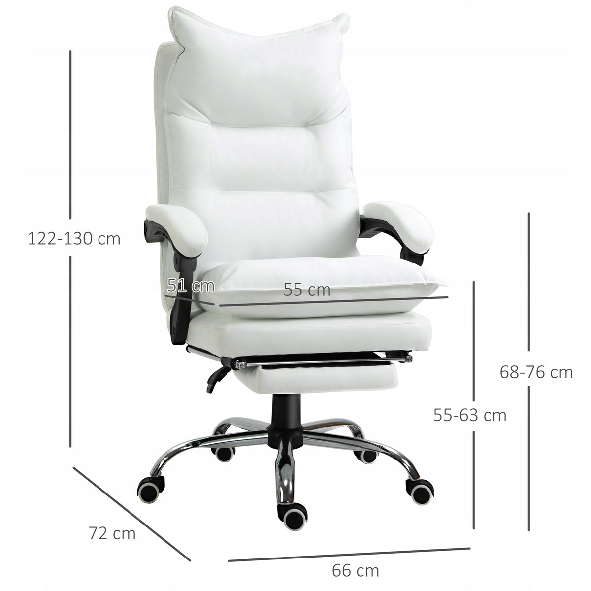 Office chair with footrest, faux s office chair backrest Furniture depth 68 cm