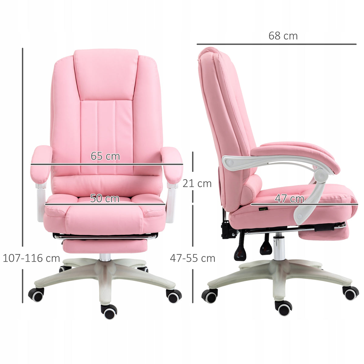 Office chair with footrest, pink, with reclining function Brand no brand