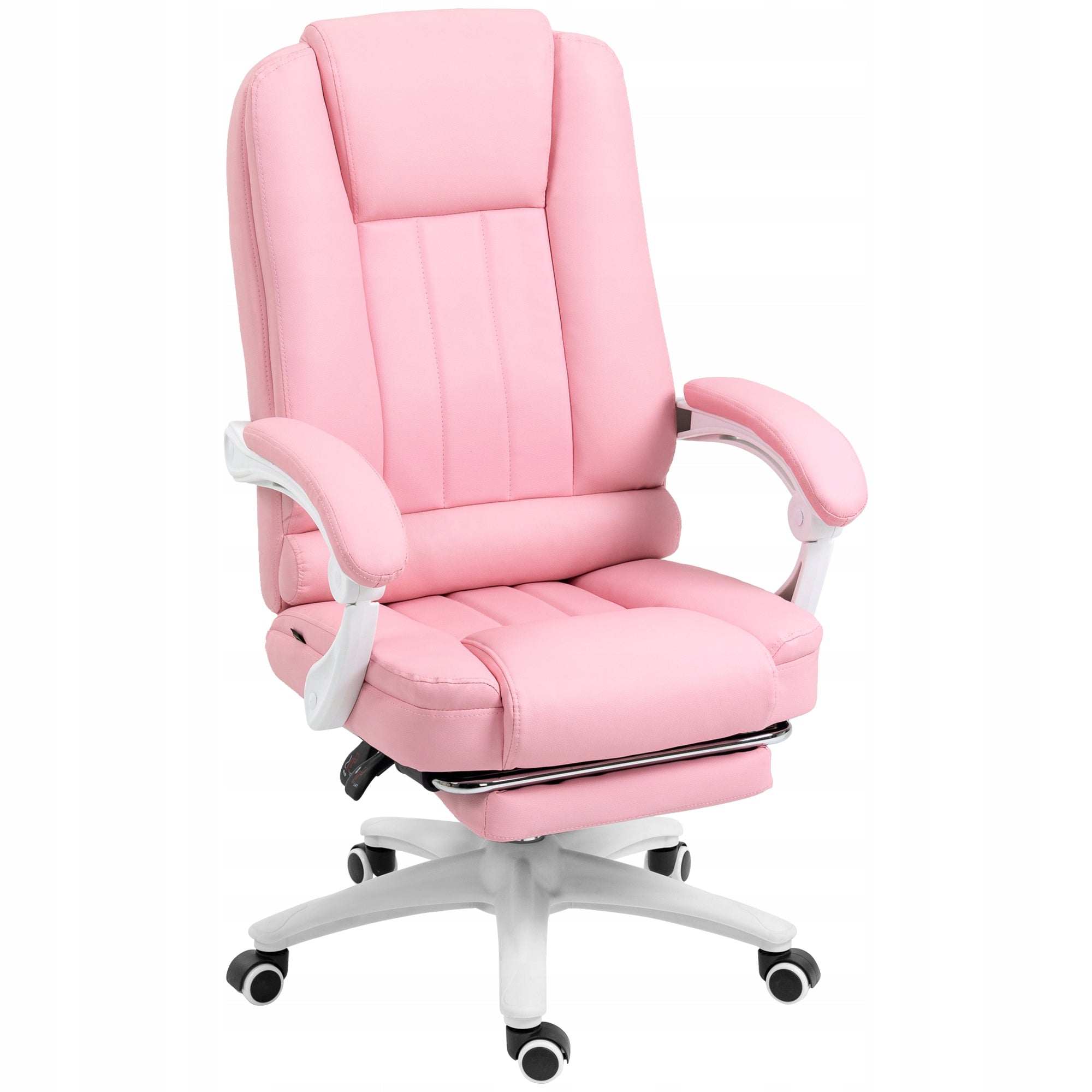 Office chair with footrest, pink, with reclining function