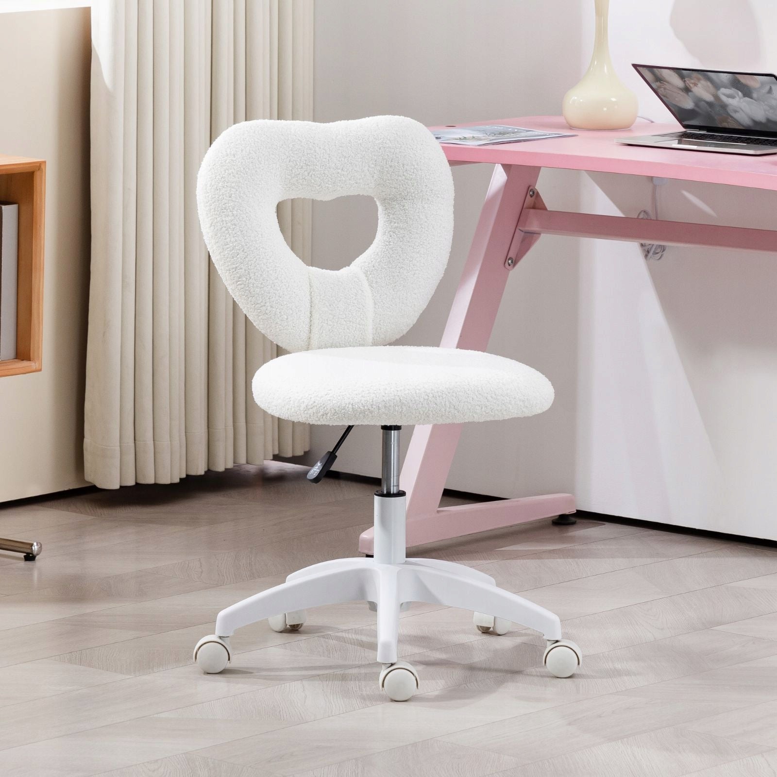 Office chair with heart-shaped backrest, white Furniture depth 56 cm