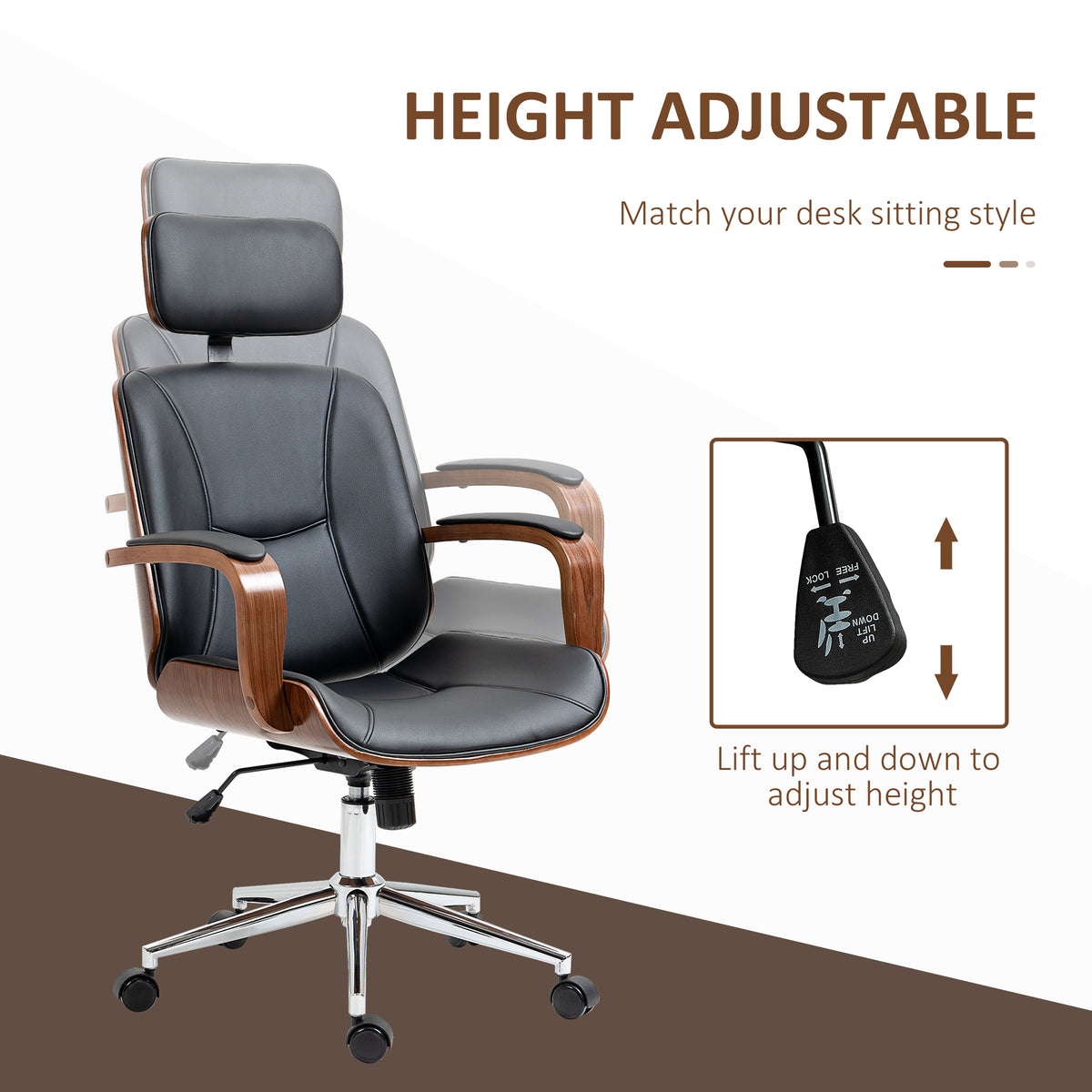 Office chair with high backrest and detachable headrest Manufacturer code 921-609V00BK